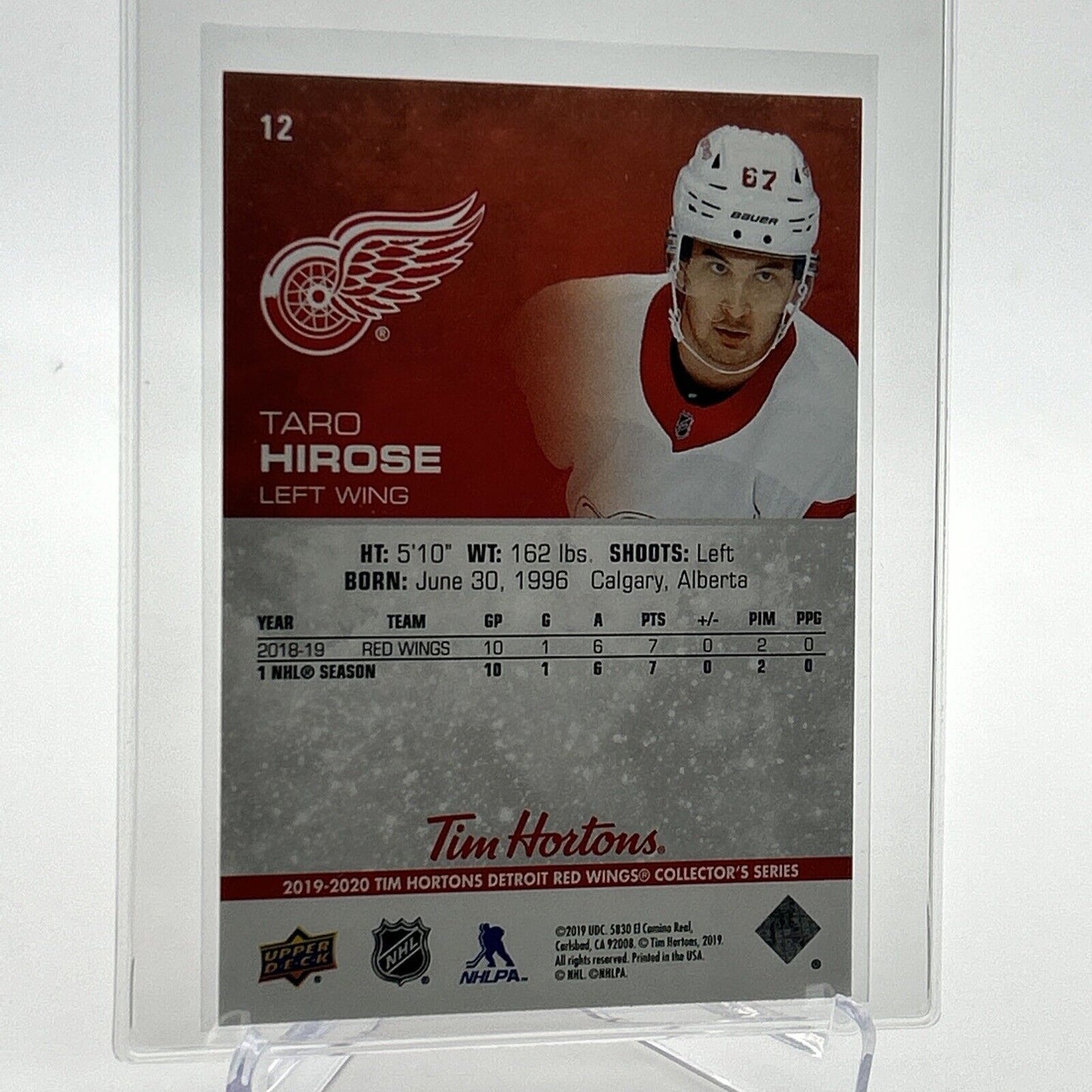 2019-20 Upper Deck Tim Hortons Taro Hirose Hockey Card #12 Mint FREE SHIPPING