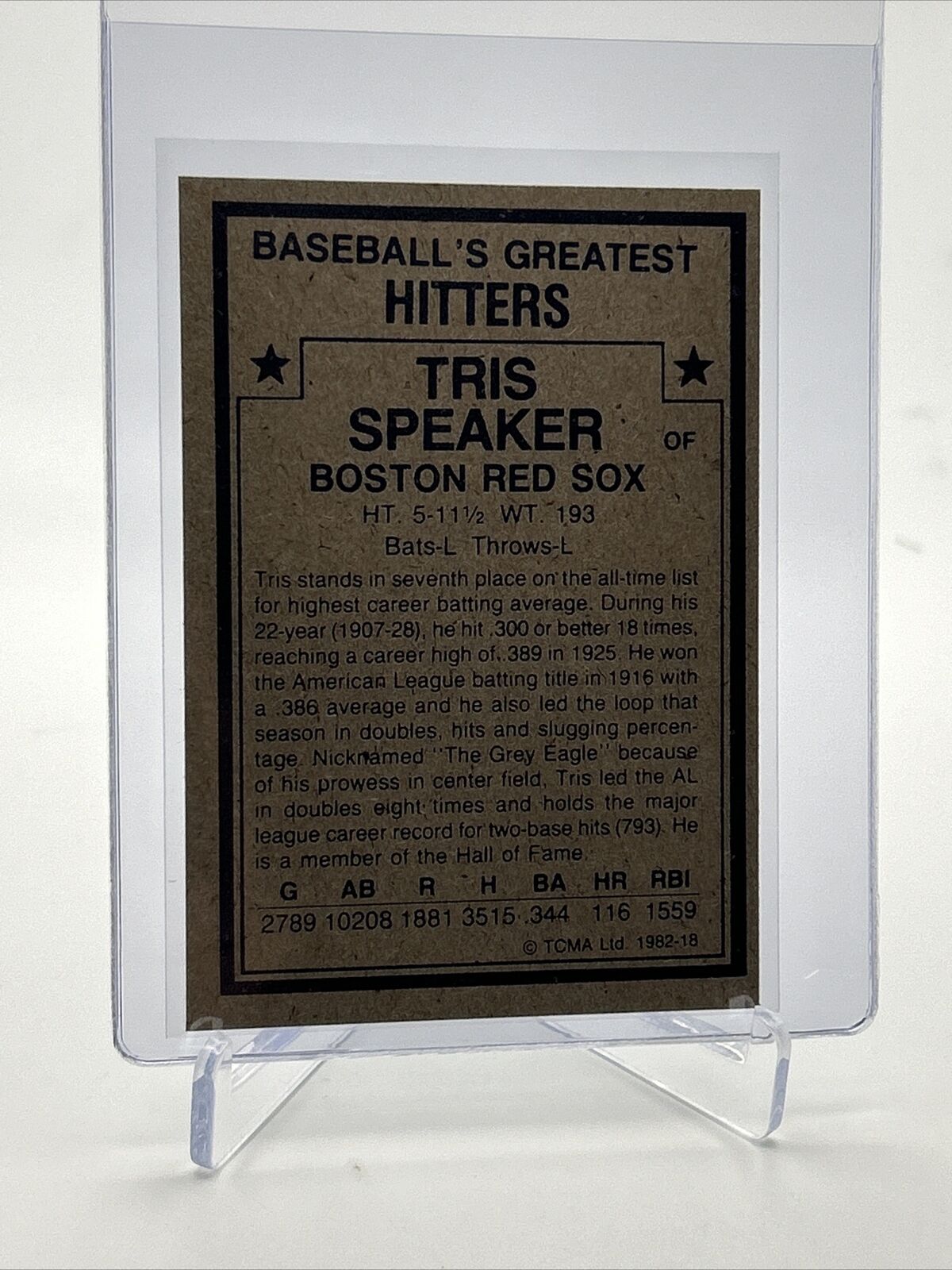 1982 TCMA Greatest Hitters Tris Speaker Baseball Card #18 Mint FREE SHIPPING