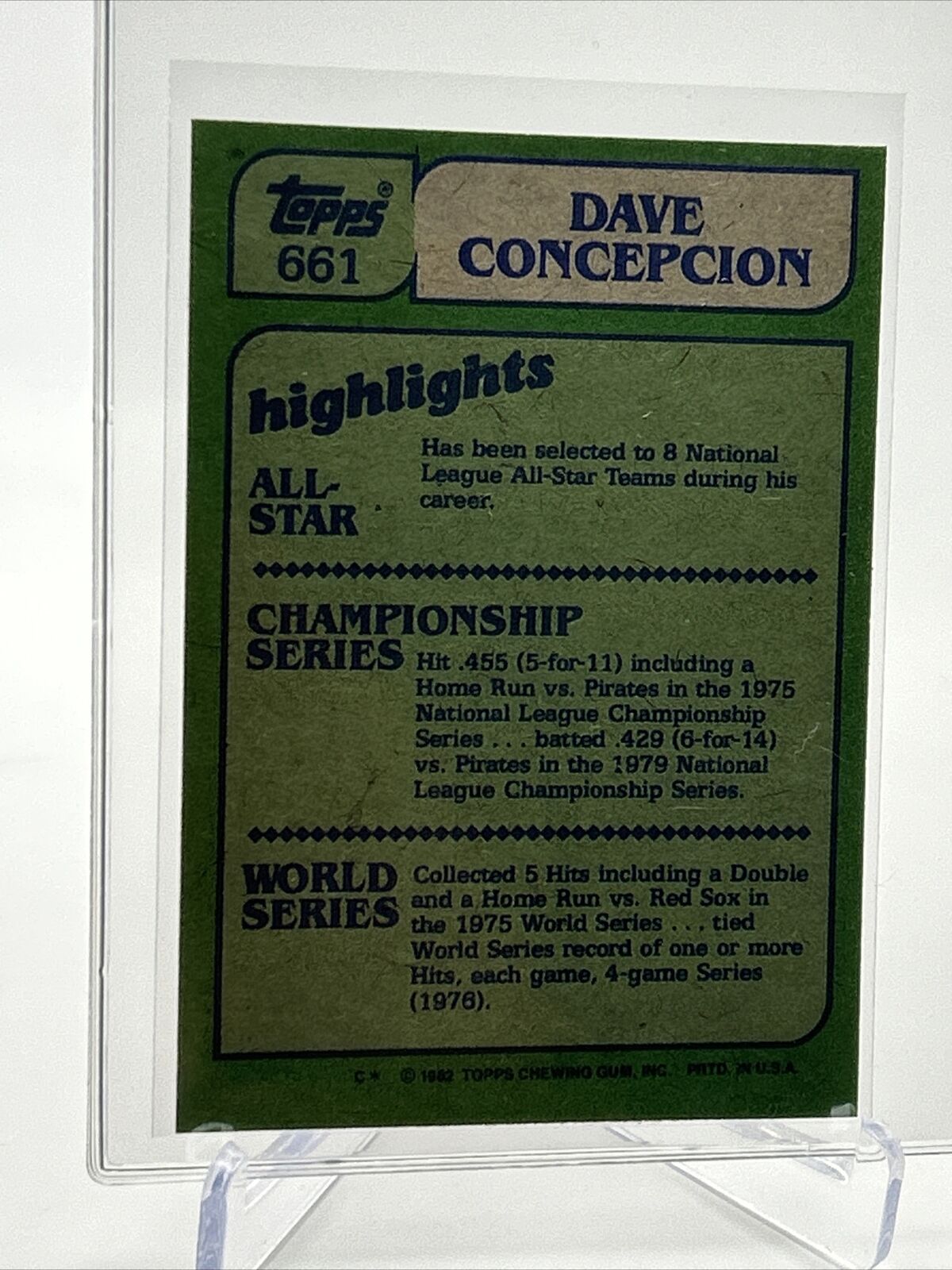 1982 Topps Dave Concepcion Baseball Card #661 NM-Mint FREE SHIPPING