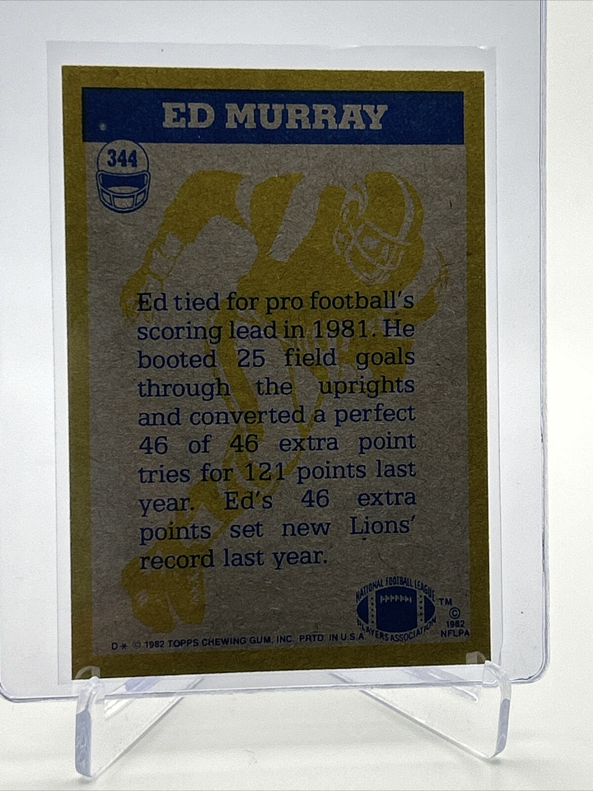 1982 Topps Ed Murray Football Card #344 NM-MT FREE SHIPPING