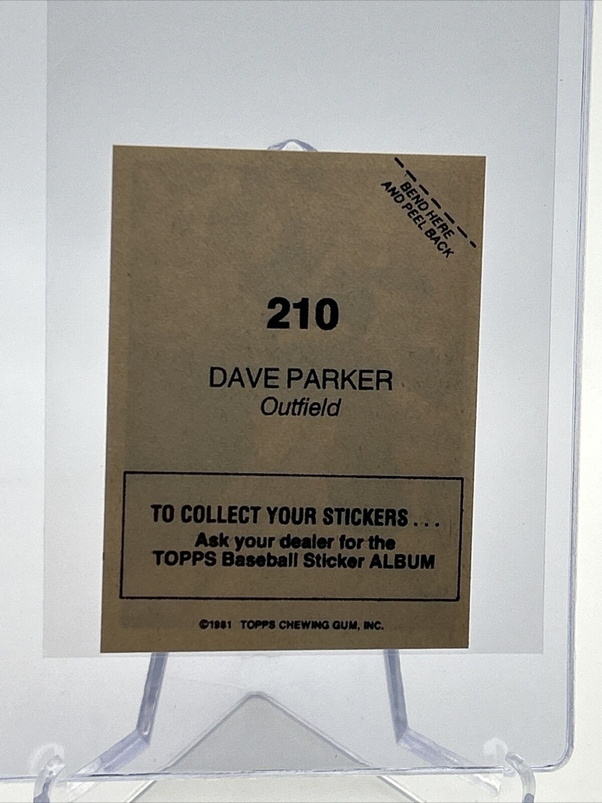 1981 Topps Stickers Dave Parker Baseball Card #210 NM-Mint FREE SHIPPING