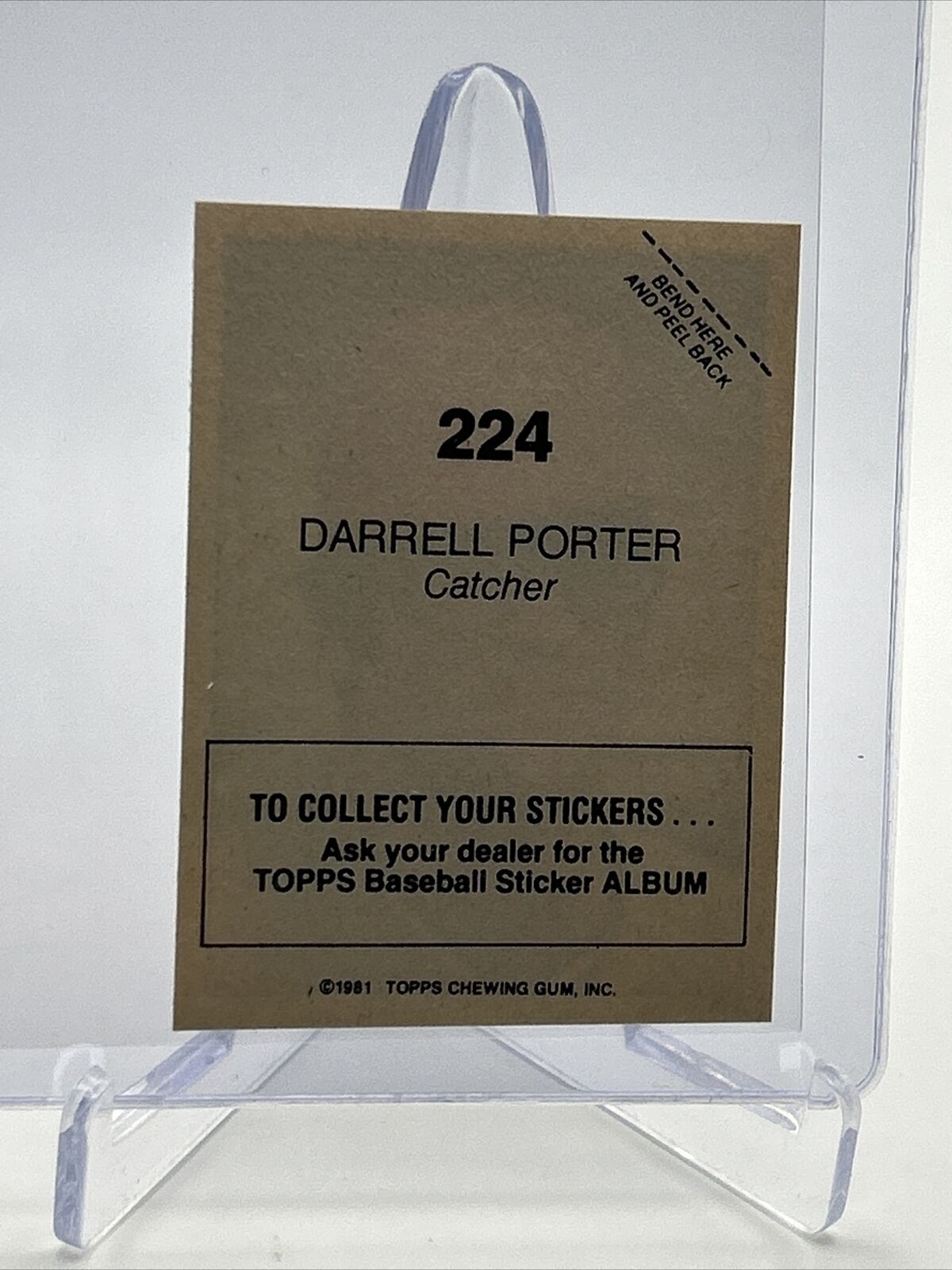 1981 Topps Stickers Darrell Porter Baseball Card #224 NM-Mint FREE SHIPPING