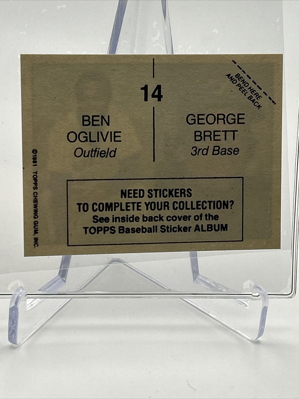 1981 Topps Stickers George Brett/Ben Oglivie Card #14 NM-Mint FREE SHIPPING