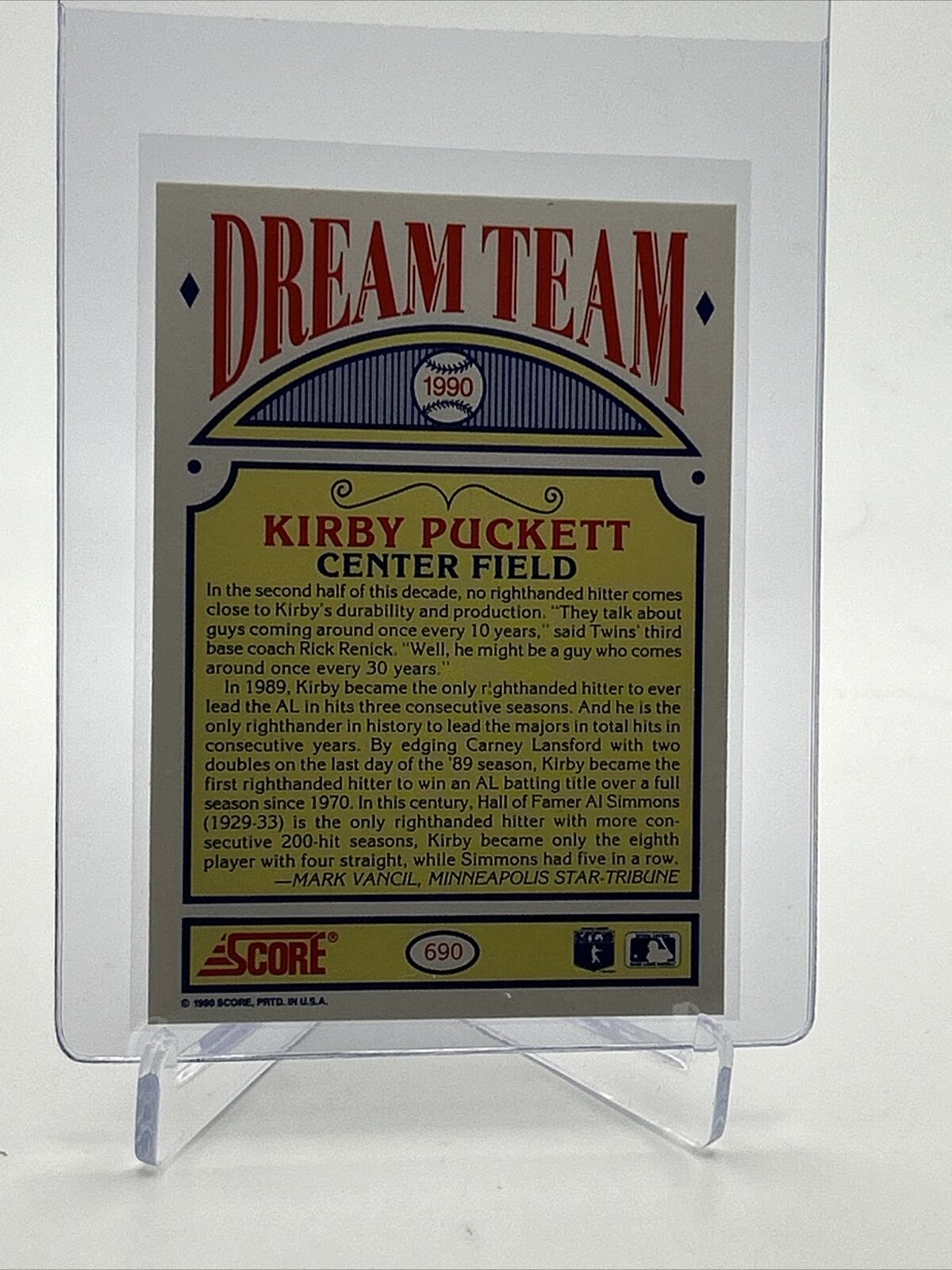 1990 Score Kirby Puckett Baseball Card #690 Mint FREE SHIPPING