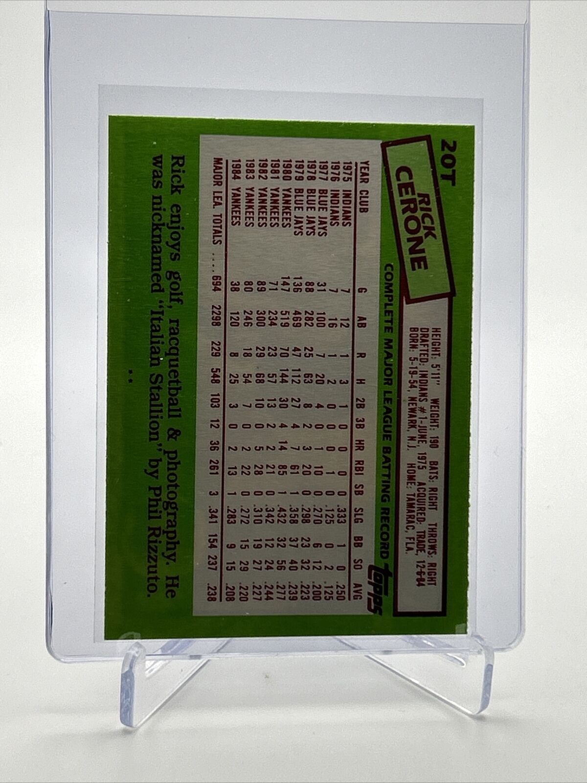 1985 Topps Traded Rick Cerone Baseball Card #20T NM-MT FREE SHIPPING