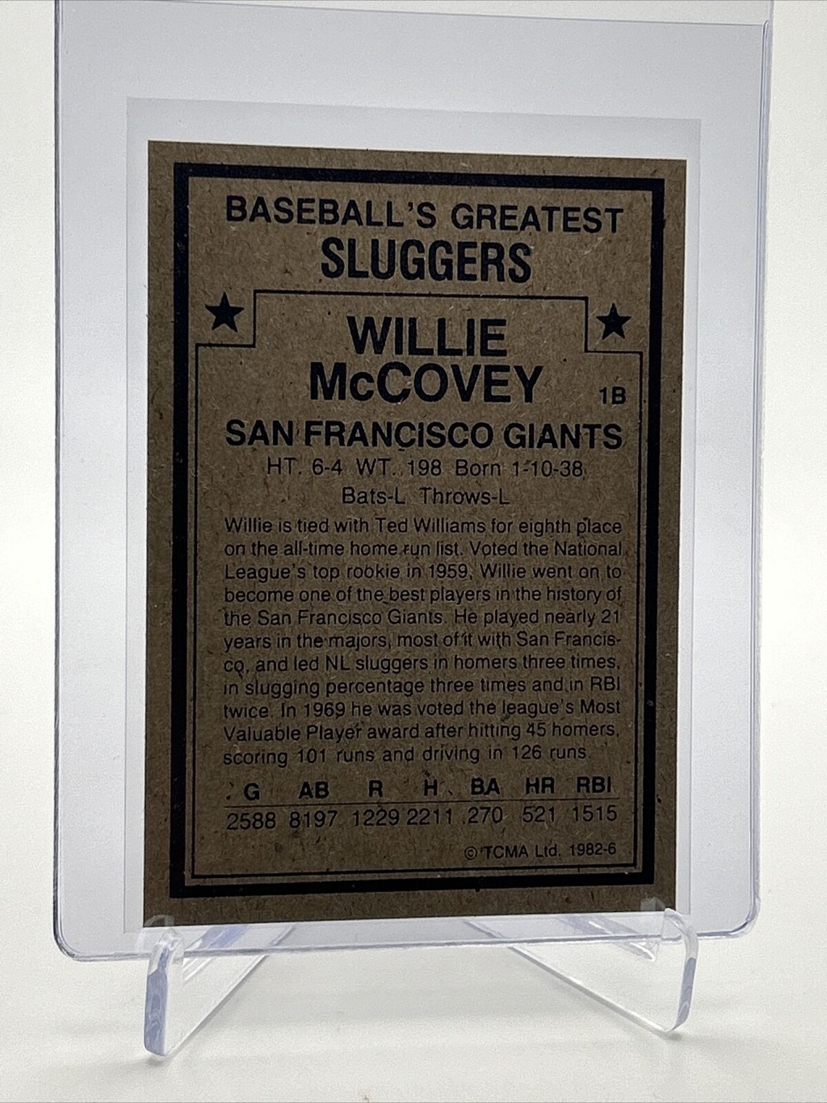 1982 TCMA Greatest Sluggers Willie McCovey Baseball Card #6 Mint FREE SHIPPING