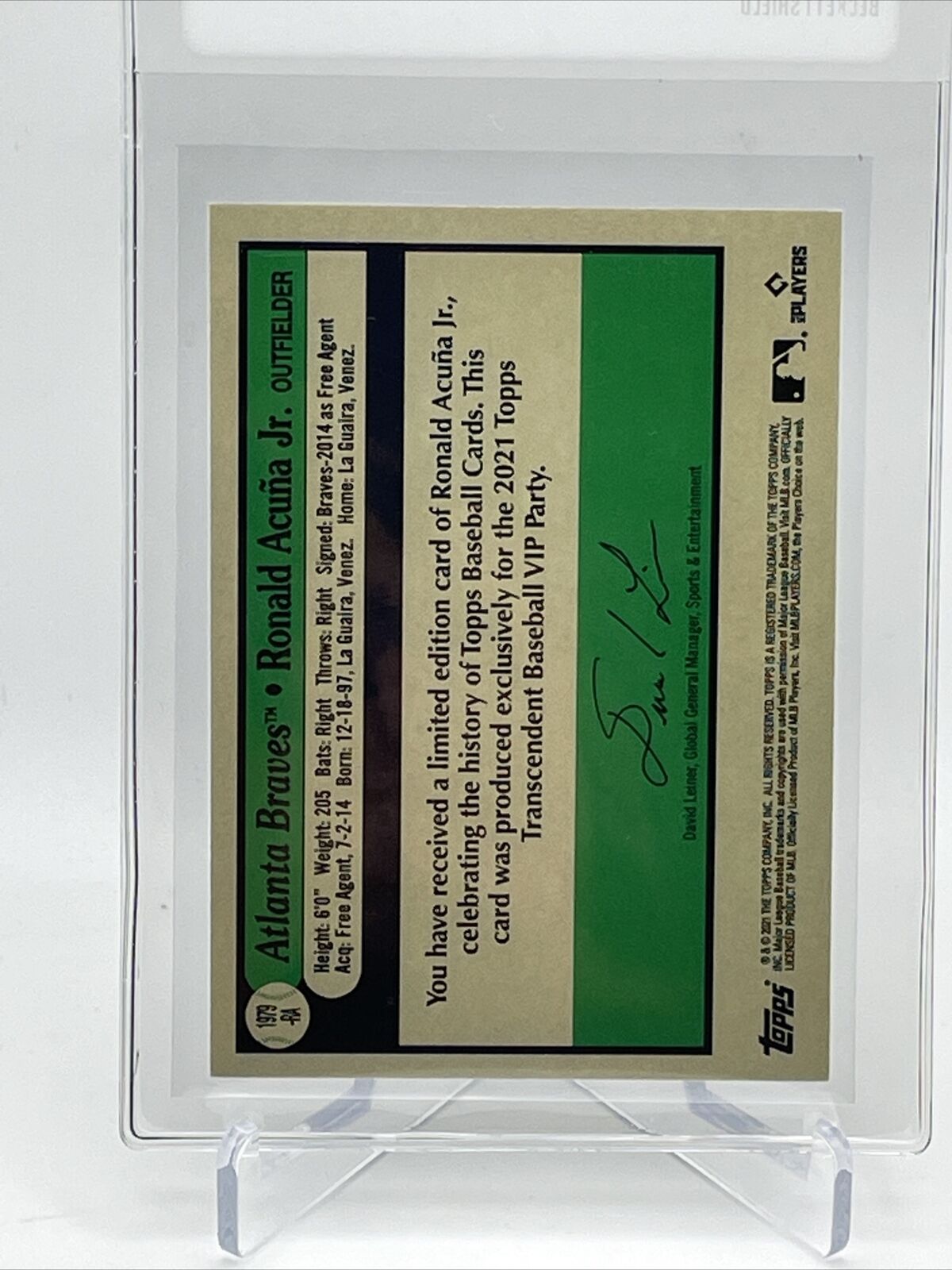 2021 Topps Transcendent Ronald Acuna Jr Baseball Card #1979-RA 35/95 1979 Topps