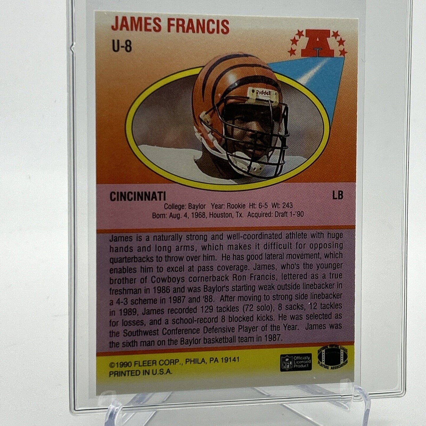 1990 Fleer Update James Francis Rookie Football Card #U-8 Mint FREE SHIPPING