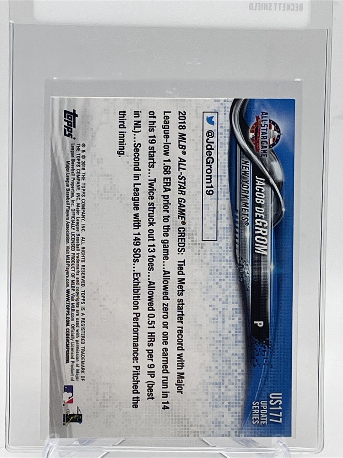 2018 Topps Update Jacob deGrom Baseball Card #US177 Mint FREE SHIPPING