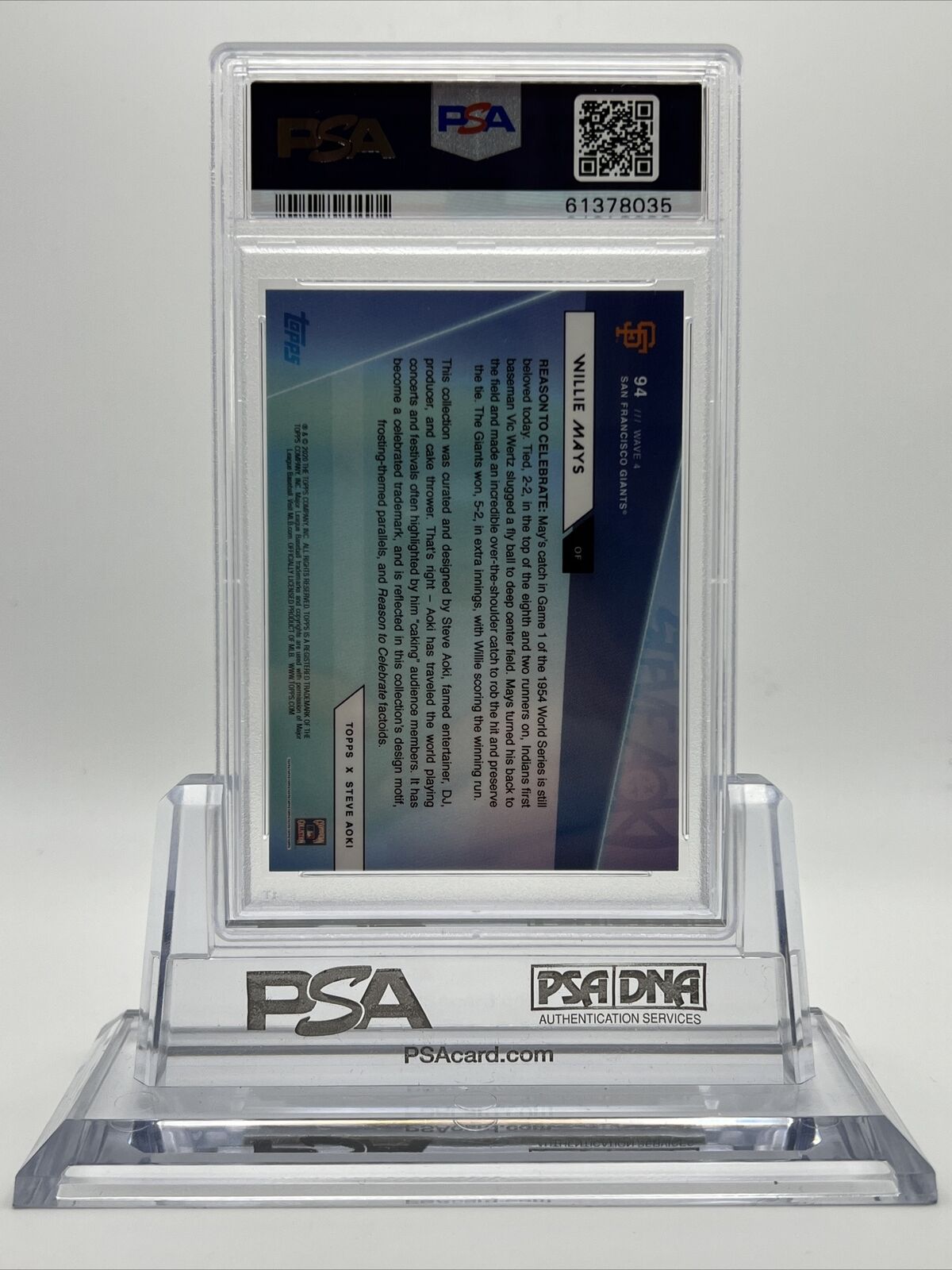 2020 Topps X Steve Aoki Willie Mays Baseball Card #94 PSA 10