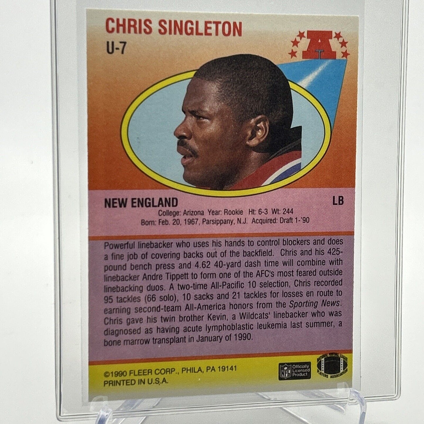 1990 Fleer Update Chris Singleton Rookie Football Card #U-7 Mint FREE SHIPPING