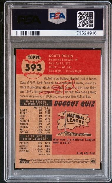 2023 Topps Living Set Scott Rolen Baseball Card #593 PSA 9 Mint
