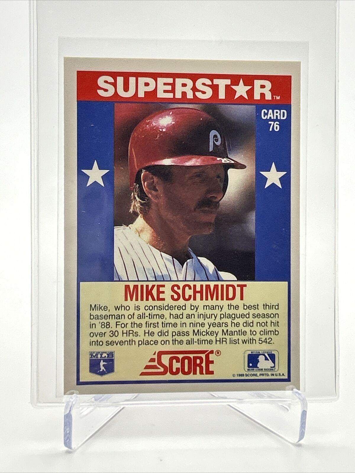 1989 Score Hottest 100 Mike Schmidt Baseball Card #76 Mint FREE SHIPPING