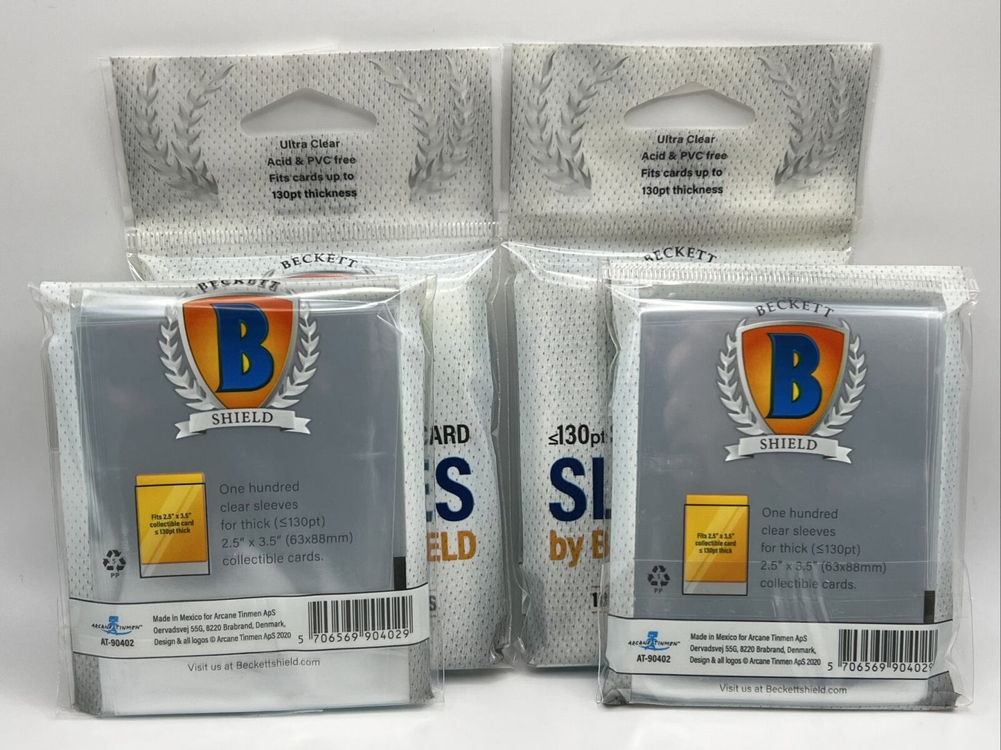 Beckett Shield Soft Card THICK Sleeves 4 Packs of 100 Sleeves for 130pt Cards