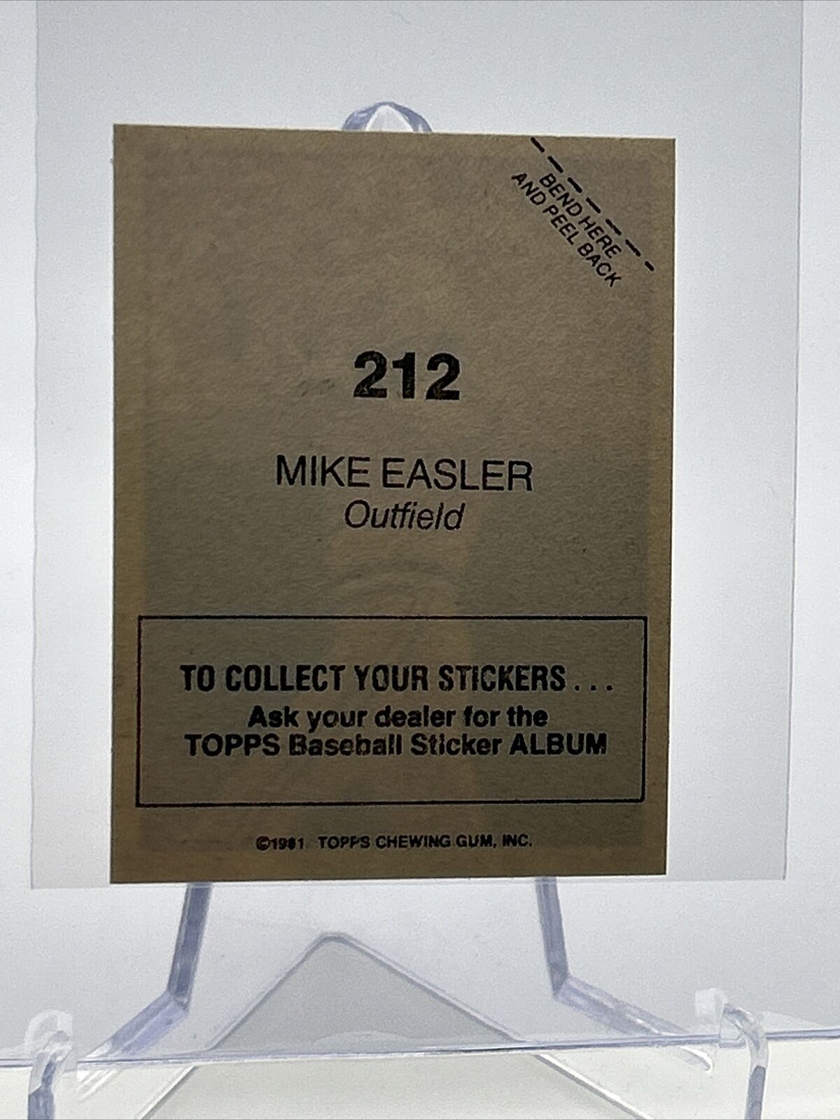 1981 Topps Stickers Mike Easler Baseball Card #212 NM-Mint FREE SHIPPING