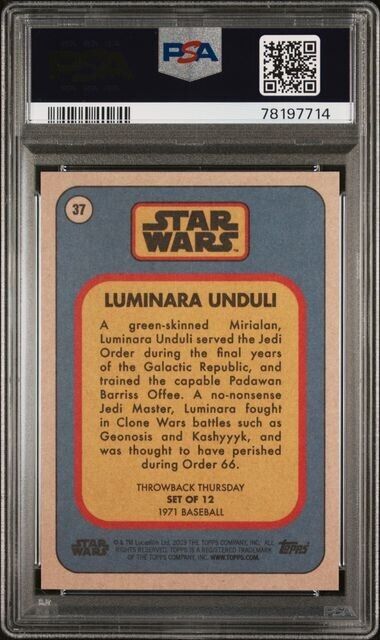 2023 Topps Star Wars Throwback Thursday Luminara Unduli Card #37 PSA 10 Gem Mint