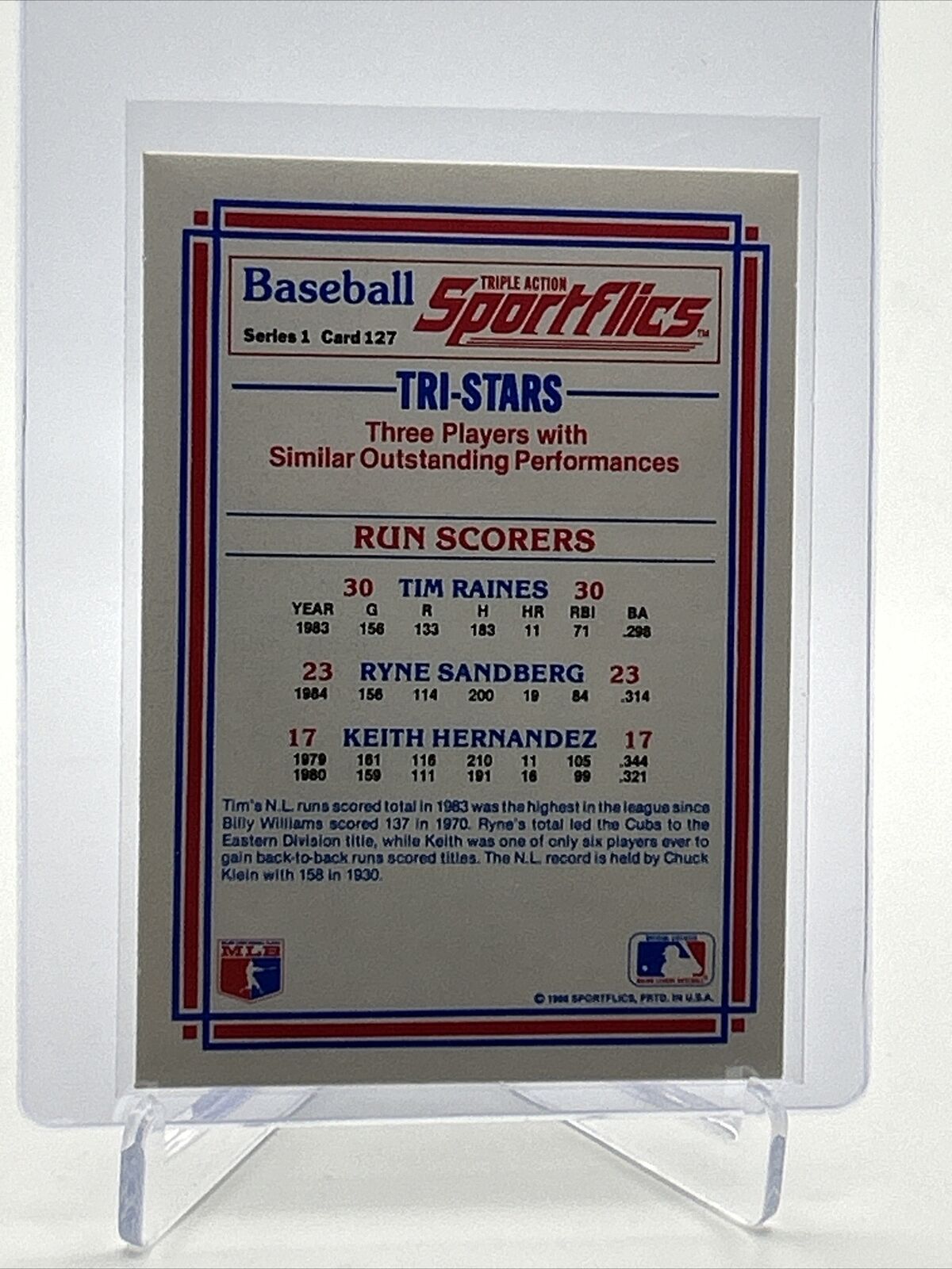 1986 Sportflics Run Scorers Baseball Card #127 Mint FREE SHIPPING