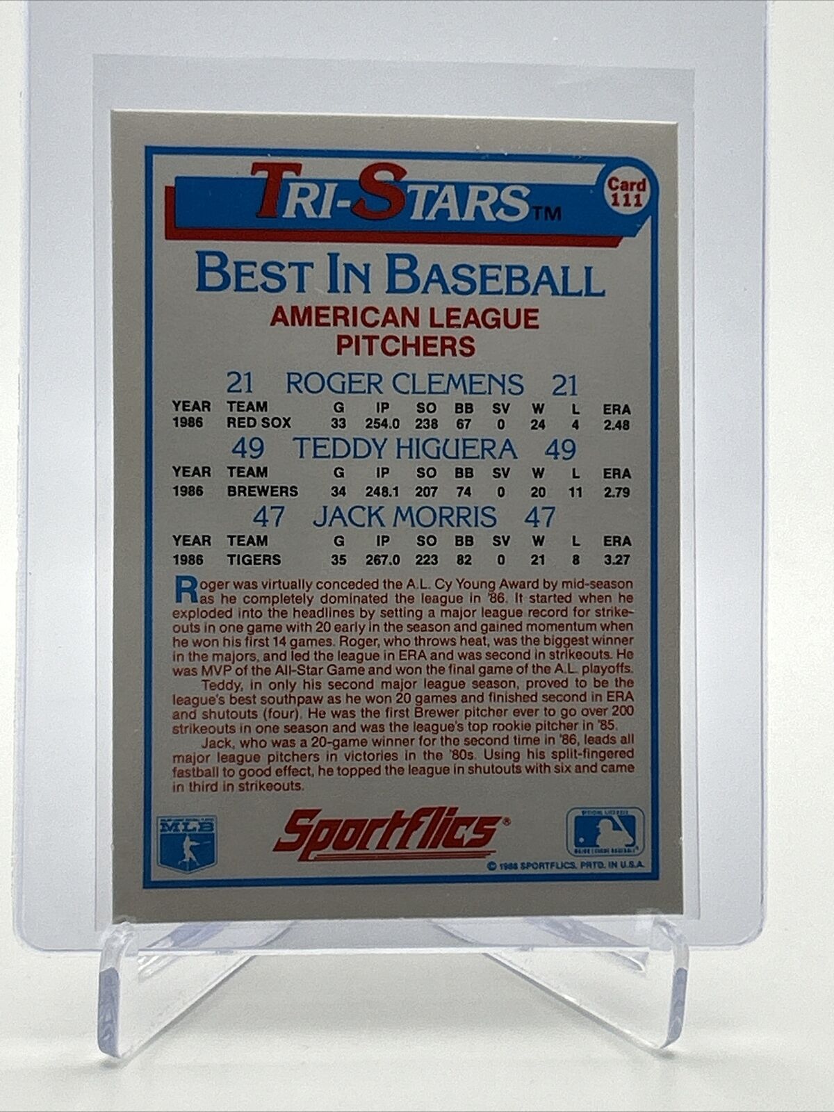 1987 Sportflics Clemens/Higuera/Morris Baseball Card #111 Mint FREE SHIPPING