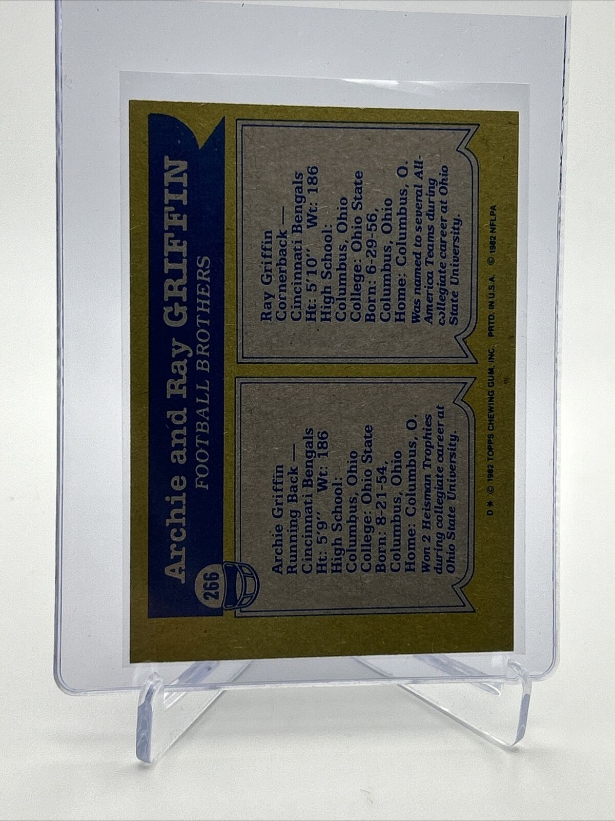 1982 Topps Archie Griffin/Ray Griffin Football Card #266 NM-MT FREE SHIPPING
