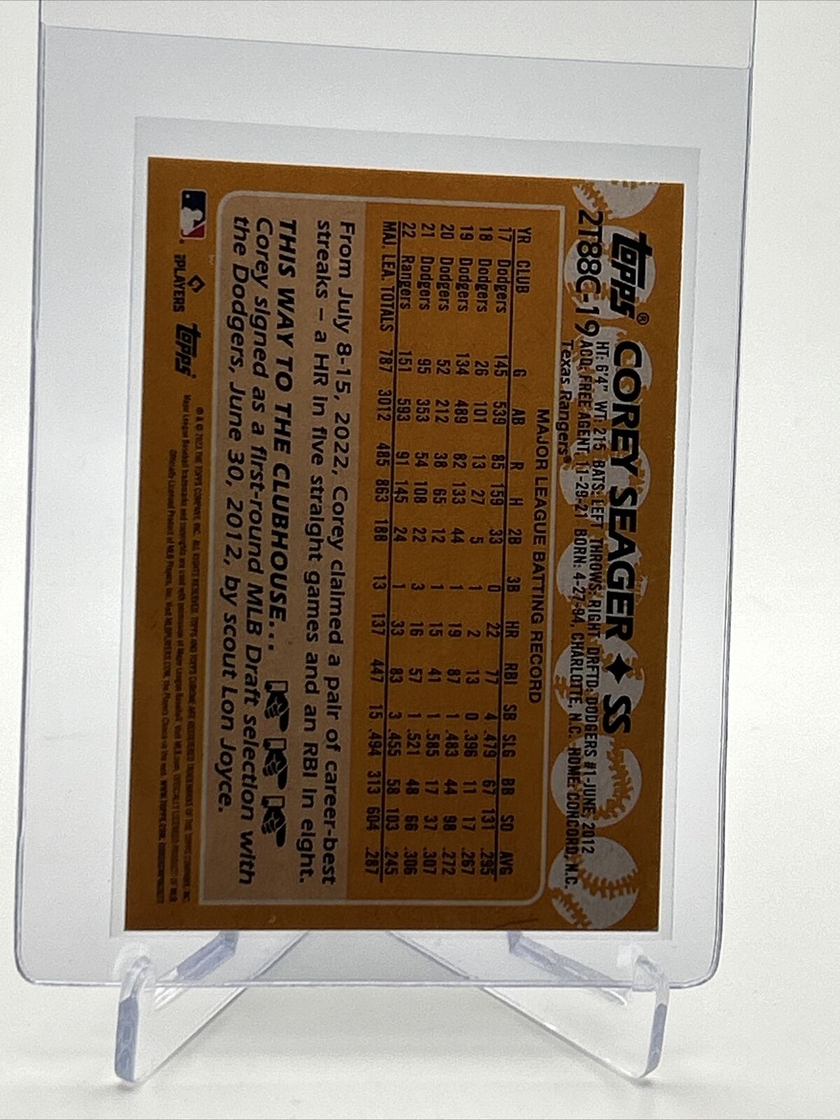 2023 Topps Silver Pack Corey Seager Baseball Card #2T88C-19 FREE SHIPPING