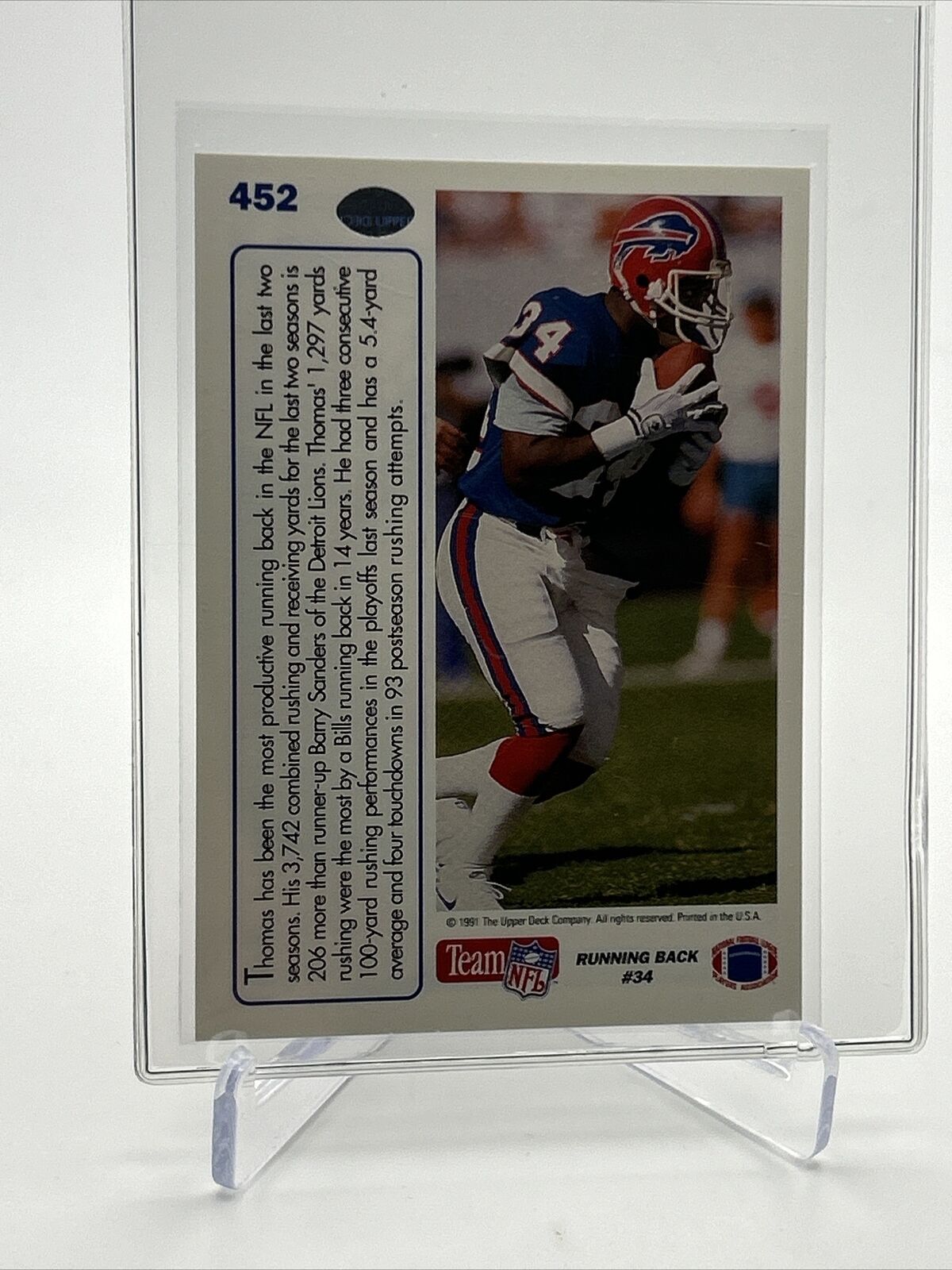 1991 Upper Deck Thurman Thomas Football Card #452 Mint FREE SHIPPING