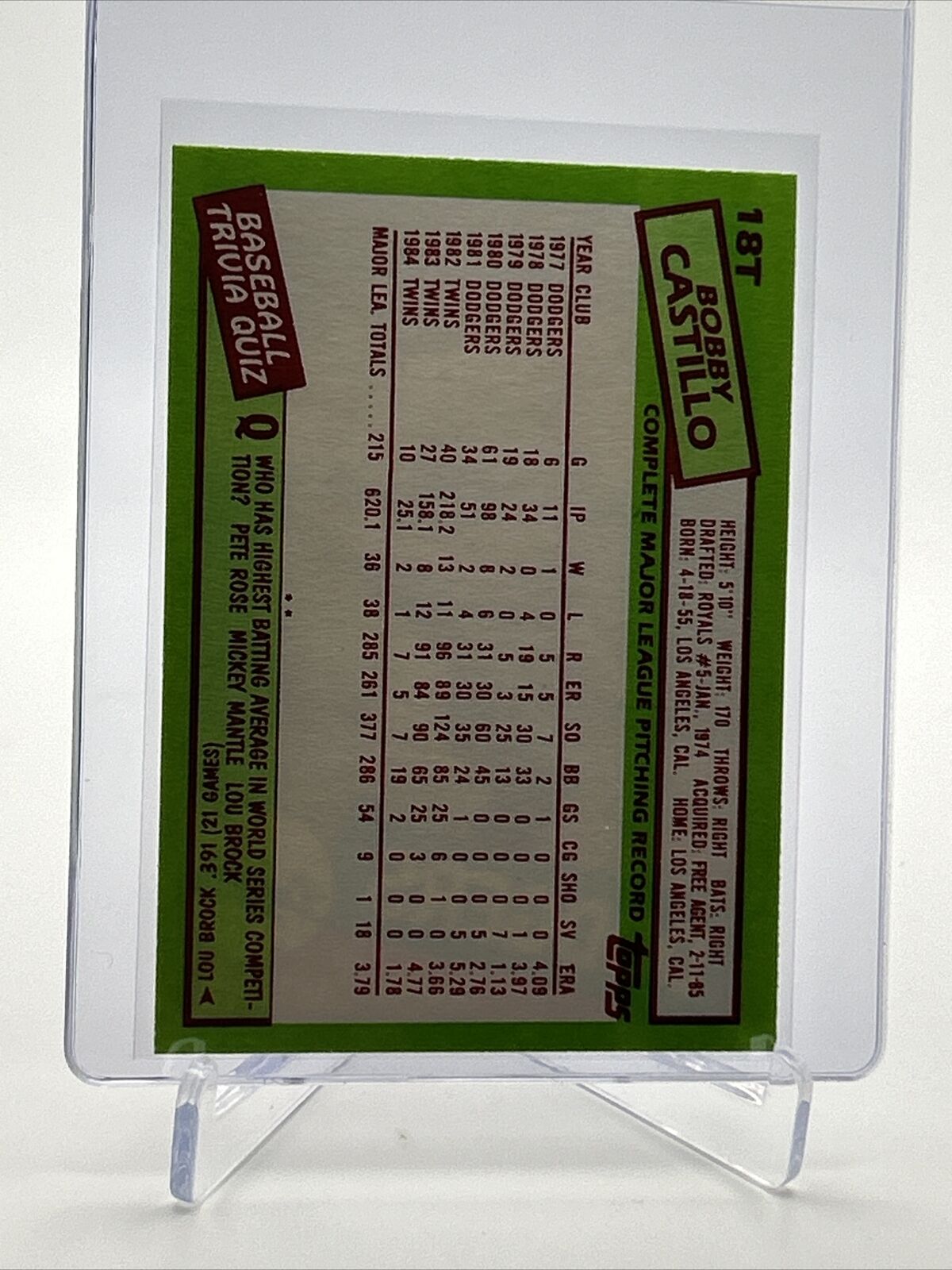 1985 Topps Traded Bobby Castillo Baseball Card #18T NM-MT FREE SHIPPING