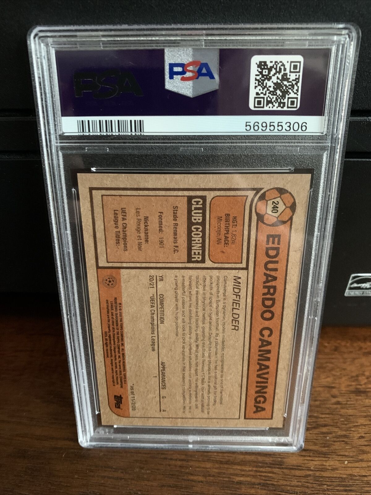 2020 Topps Living Set Eduardo Camavinga Rookie Soccer Card #240 PSA 10 Gem Mint