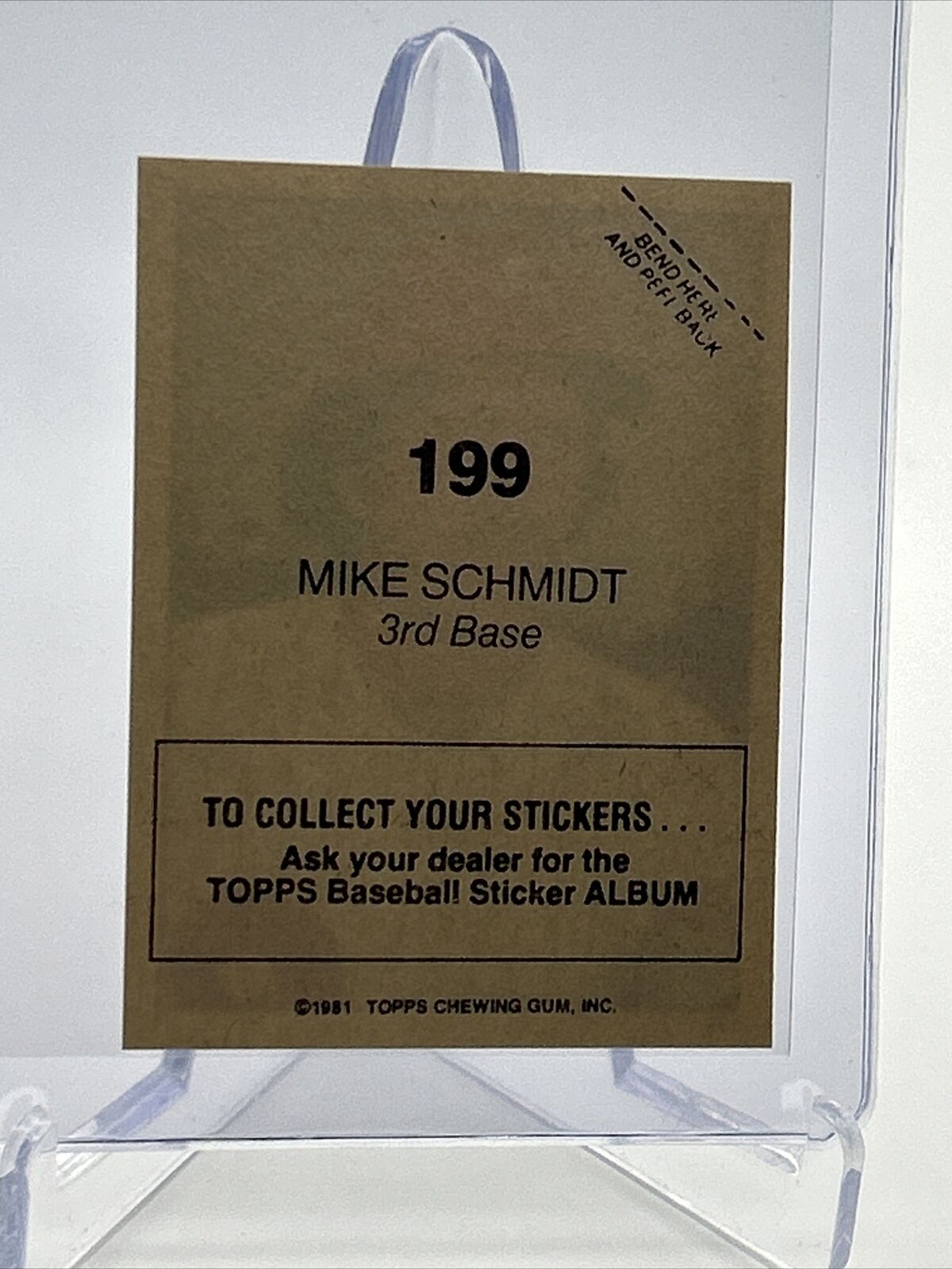 1981 Topps Stickers Mike Schmidt Baseball Card #199 NM-Mint FREE SHIPPING