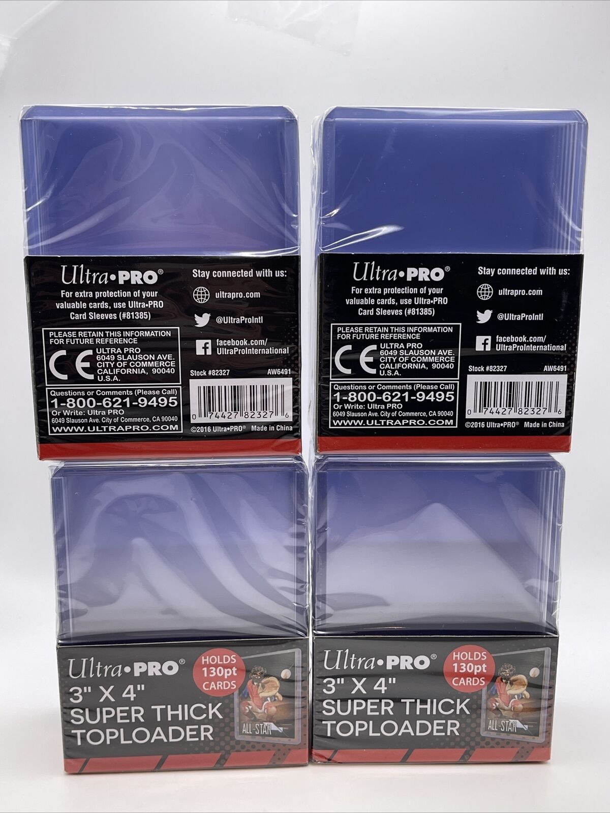 Ultra Pro 3X4 Super Thick Toploaders 130pt Point 4 Packs of 10, 40 Total