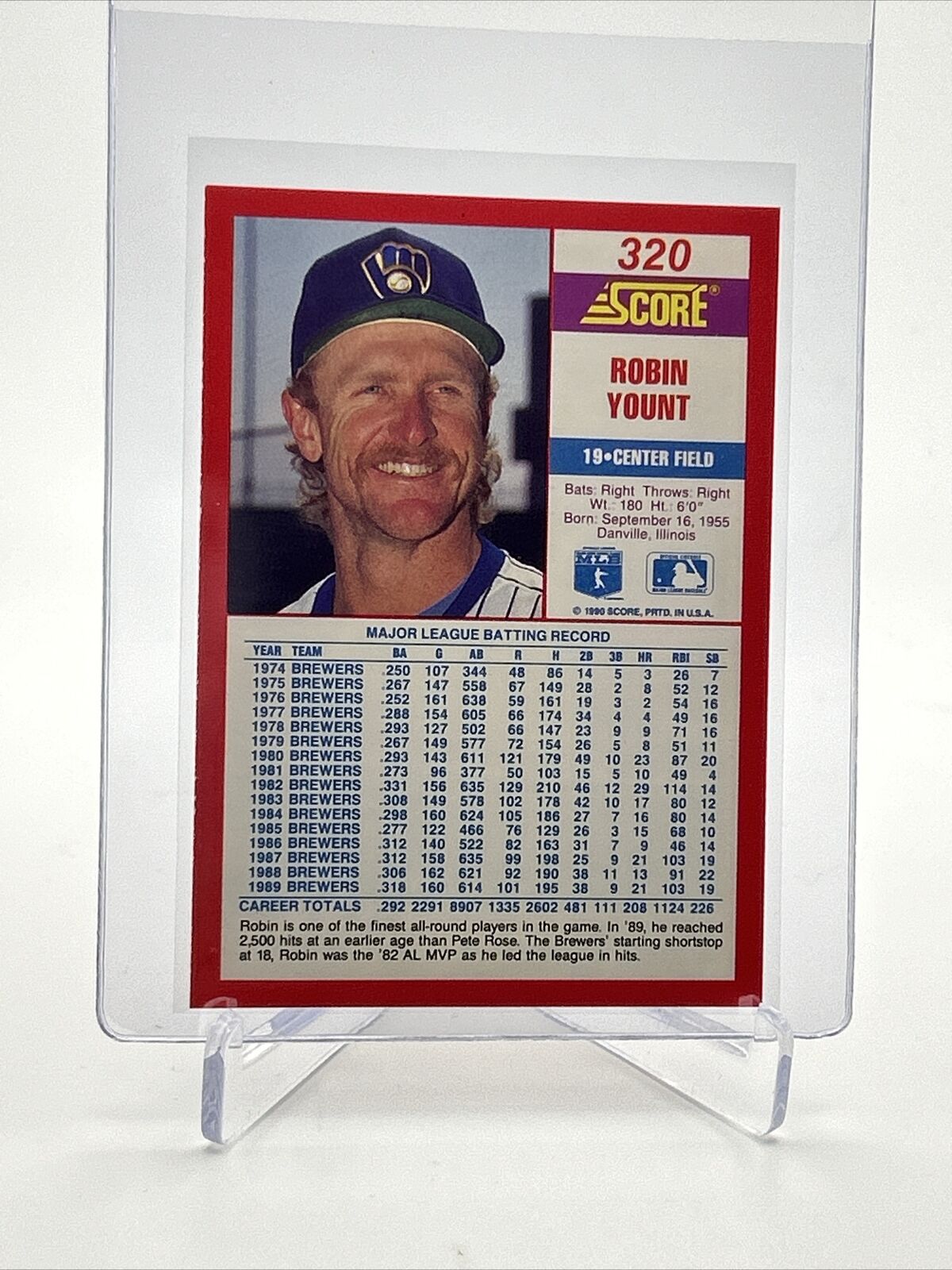 1990 Score Robin Yount Baseball Card #320 Mint FREE SHIPPING