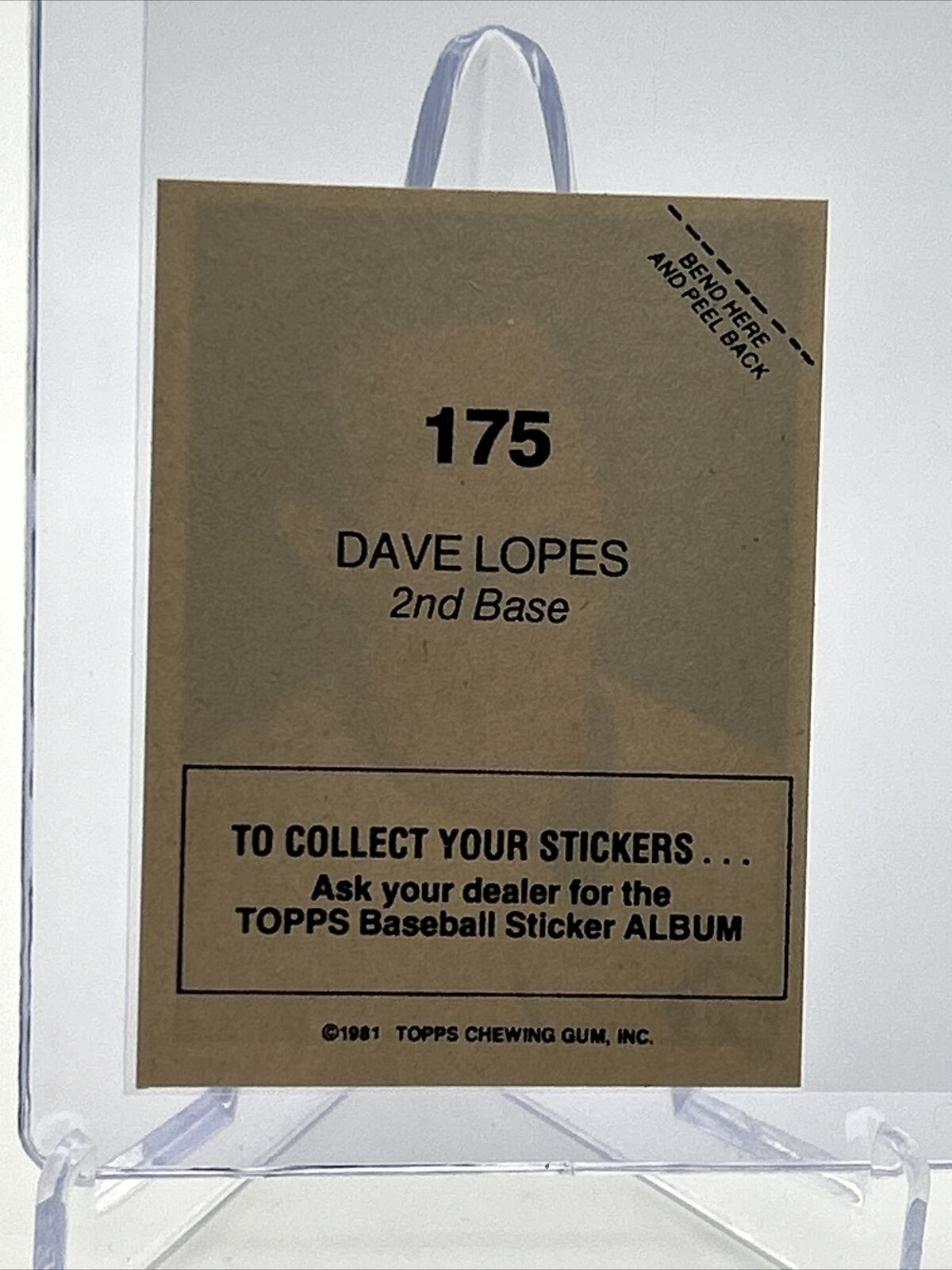 1981 Topps Stickers Dave Lopes Baseball Card #175 NM-Mint FREE SHIPPING