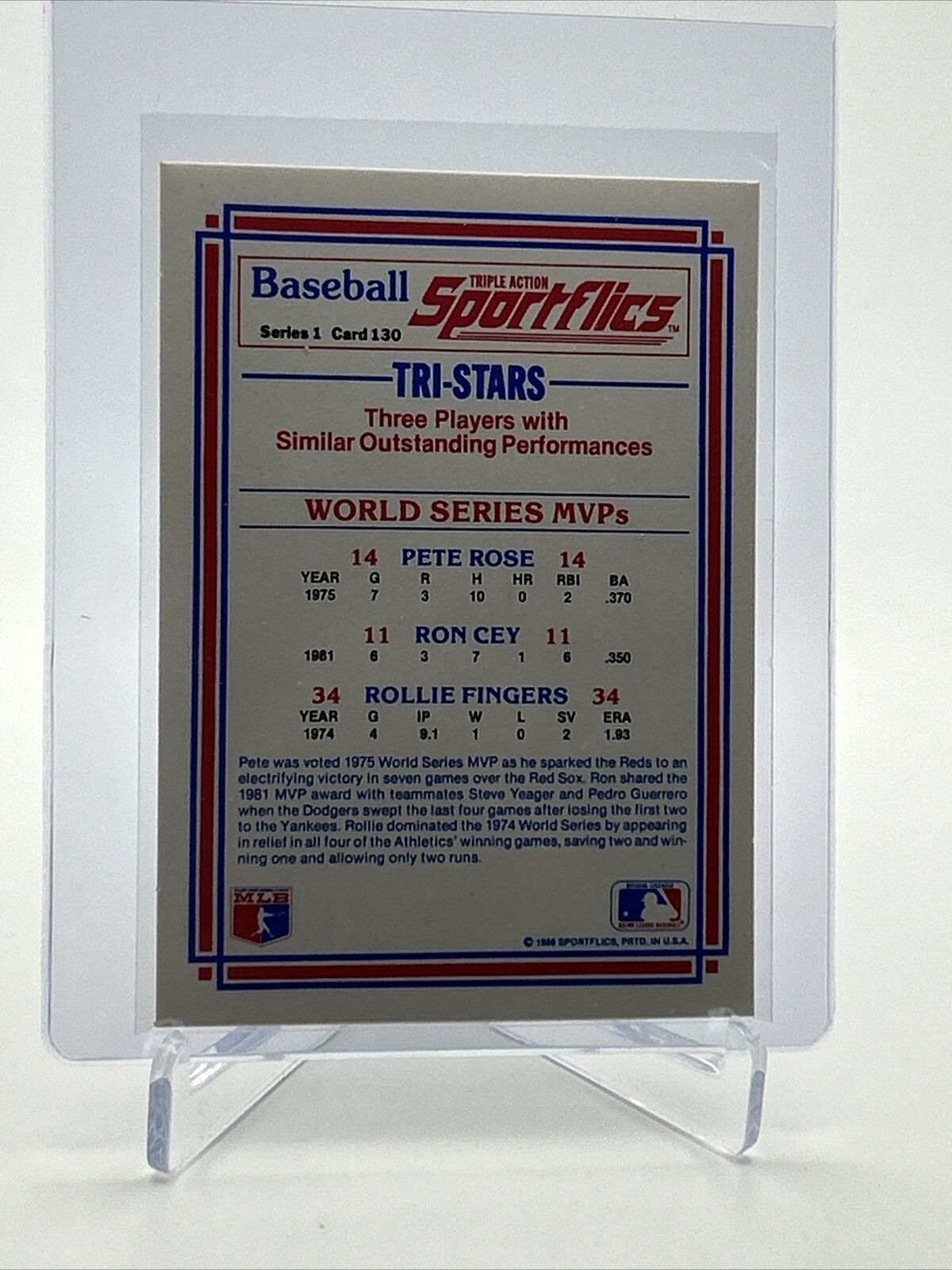1986 Sportflics World Series MVPs Baseball Card #130 Mint FREE SHIPPING