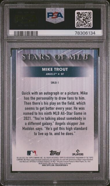 2022 Topps Stars of MLB Mike Trout Baseball Card #SMLB1 PSA 10 Gem Mint