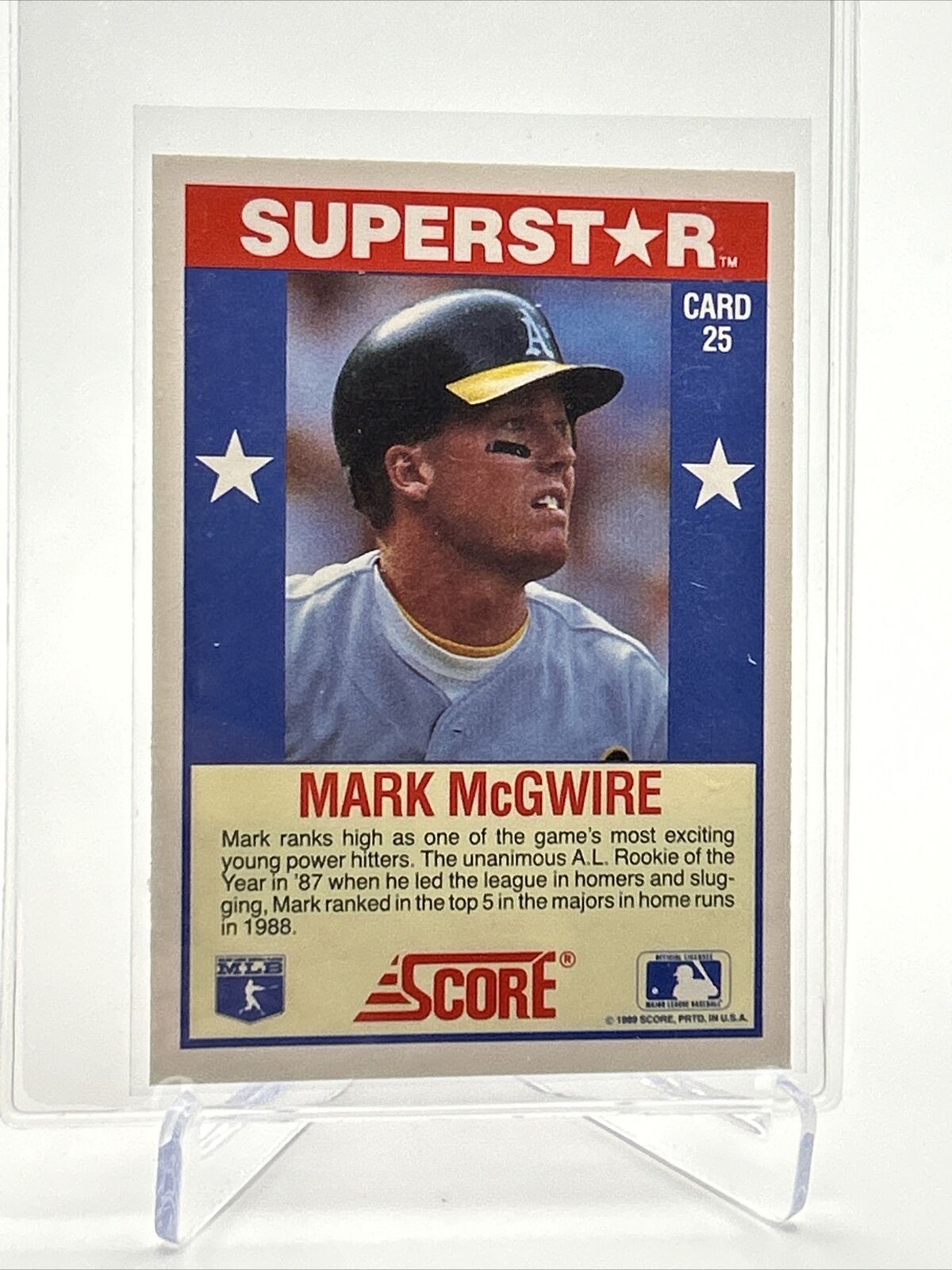 1989 Score Hottest 100 Mark McGwire Baseball Card #25 Mint FREE SHIPPING