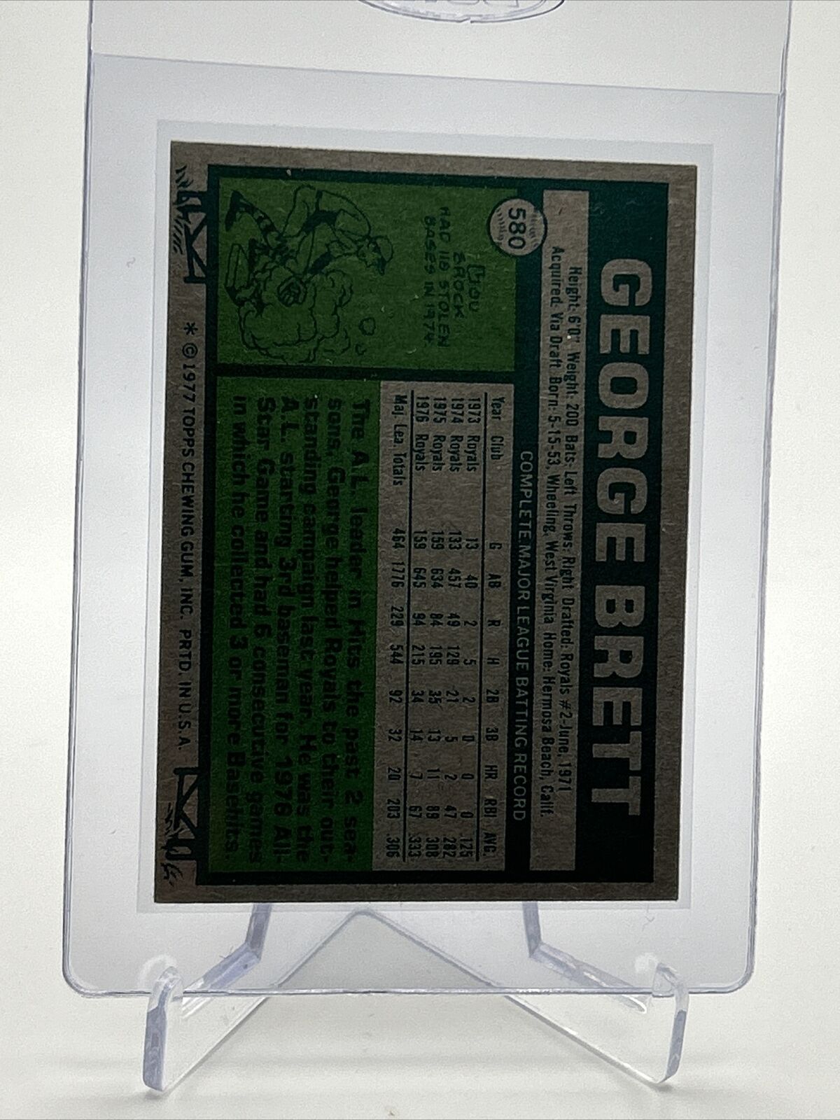 1977 Topps George Brett Baseball Card #580 NM Quality FREE SHIPPING
