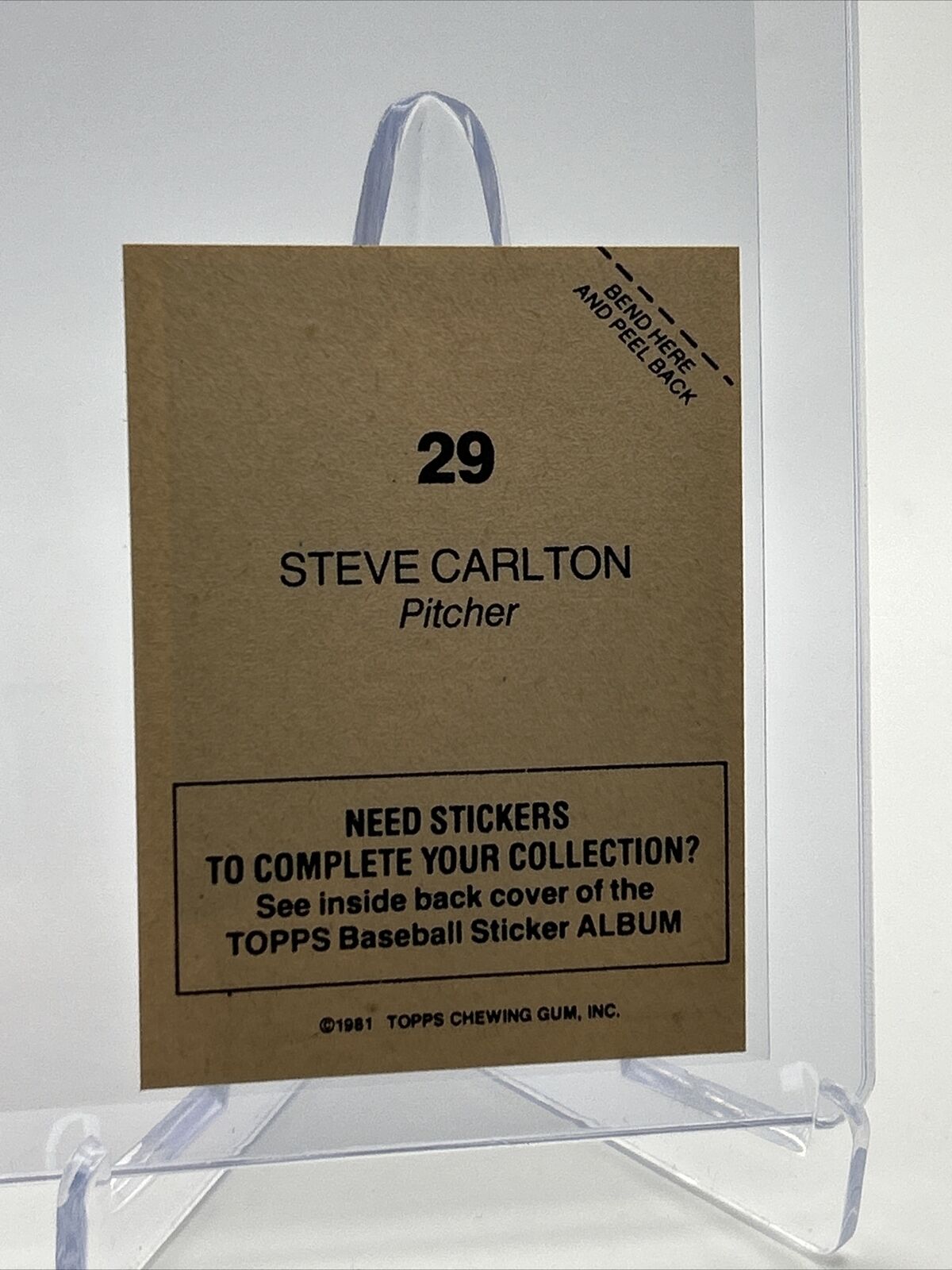 1981 Topps Stickers Steve Carlton Baseball Card #29 NM-Mint FREE SHIPPING