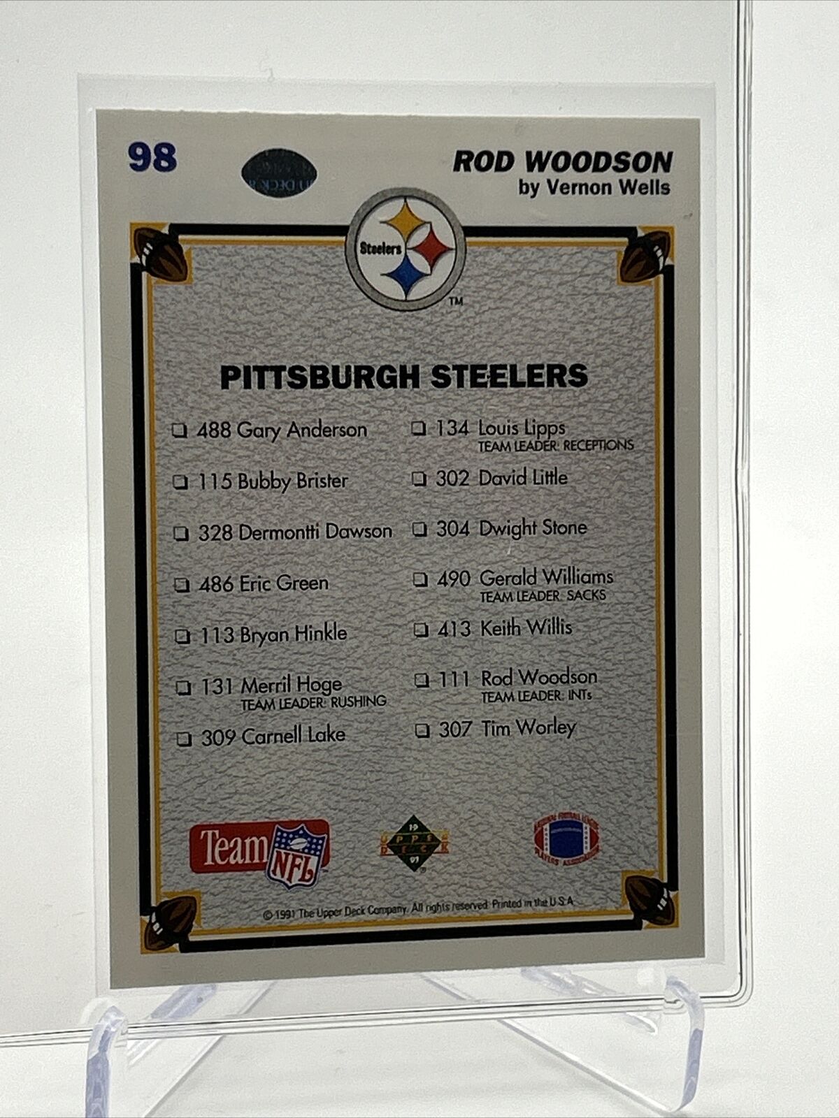 1991 Upper Deck Rod Woodson Football Card #98 Mint FREE SHIPPING