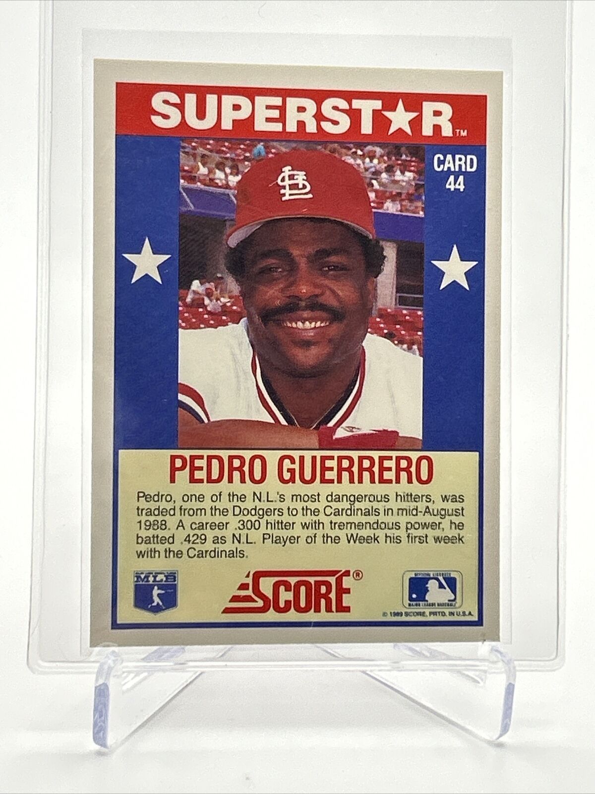 1989 Score Hottest 100 Pedro Guerrero Baseball Card #44 Mint FREE SHIPPING