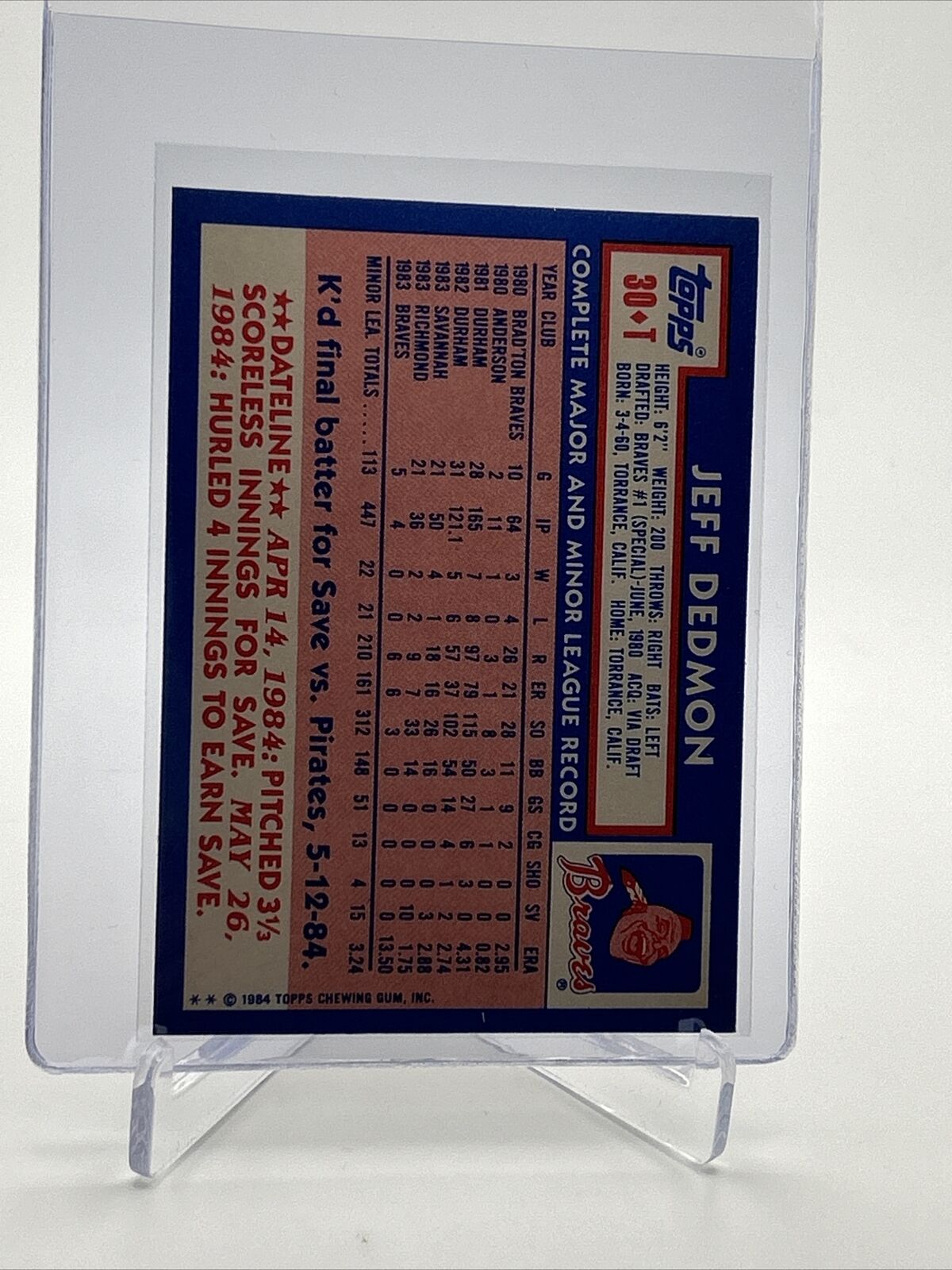 1984 Topps Traded TIFFANY Jeff Dedmon Rookie #30T NM-MT FREE SHIPPING