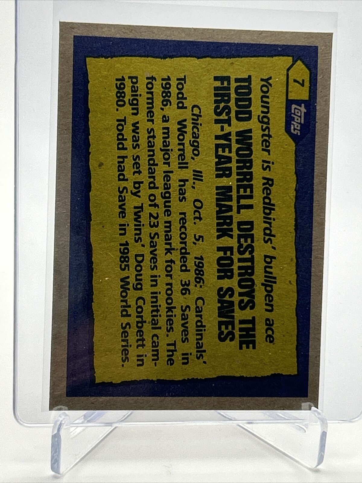 1987 Topps Todd Worrell Baseball Card #7 Mint FREE SHIPPING