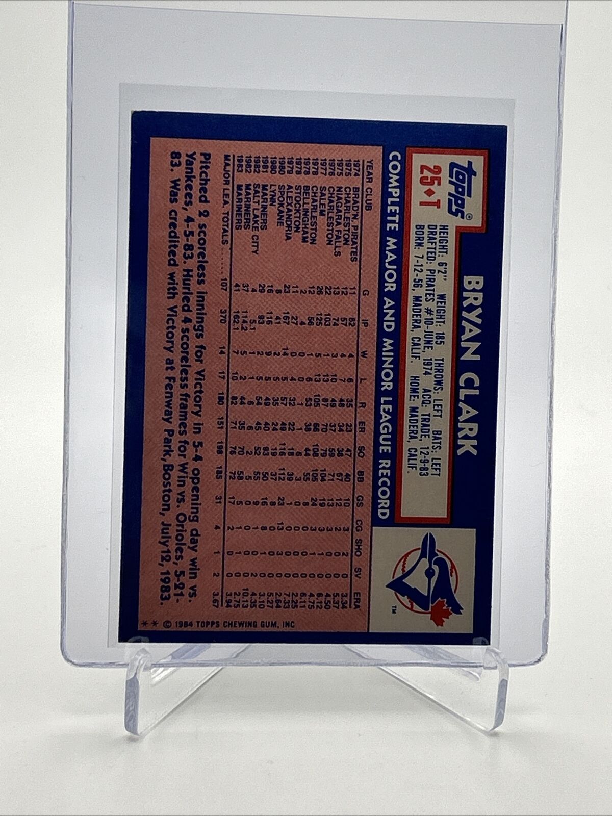 1984 Topps Traded TIFFANY Bryan Clark Card #25T NM-MT FREE SHIPPING