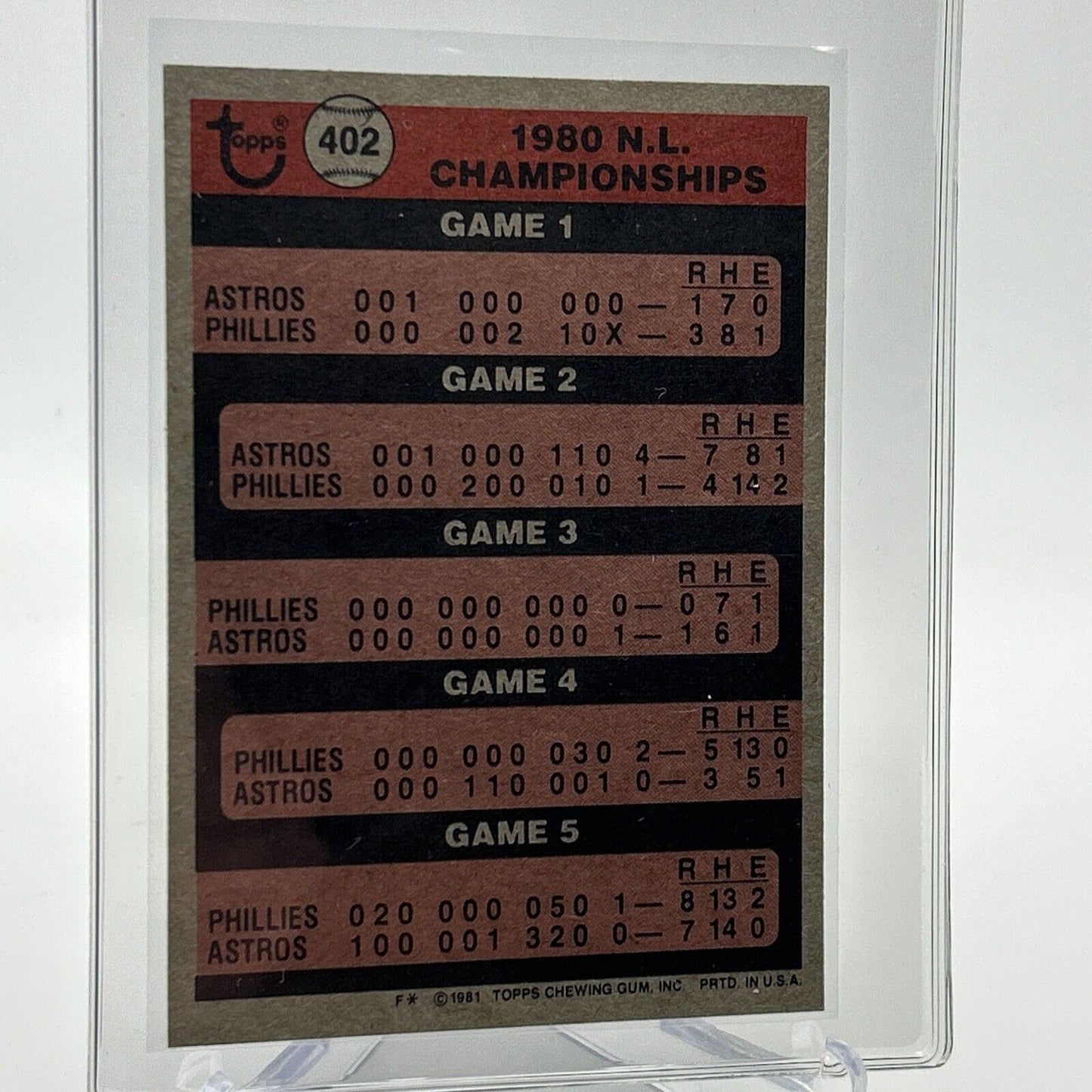 1981 Topps 1980 N.L. Championships NLCS Baseball Card #402 NM-Mint FREE SHIPPING