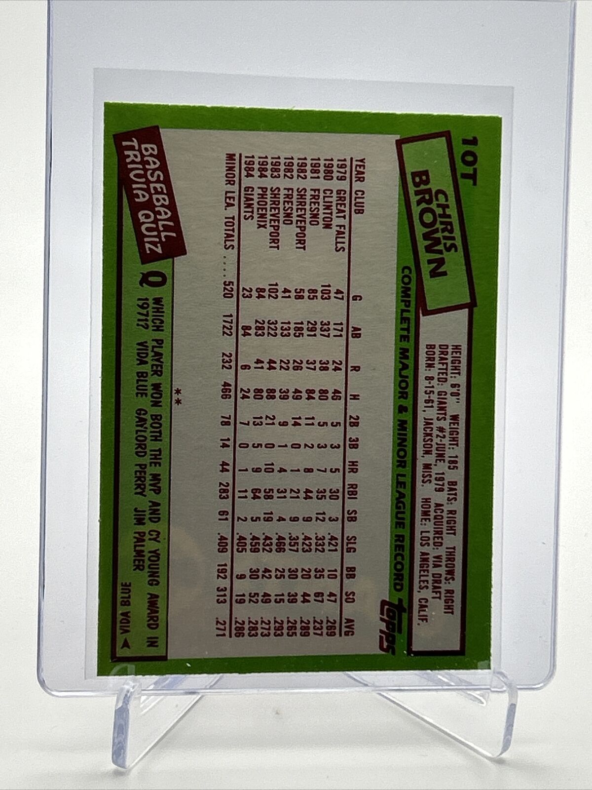 1985 Topps Traded Chris Brown Rookie Baseball Card #10T NM-MT FREE SHIPPING
