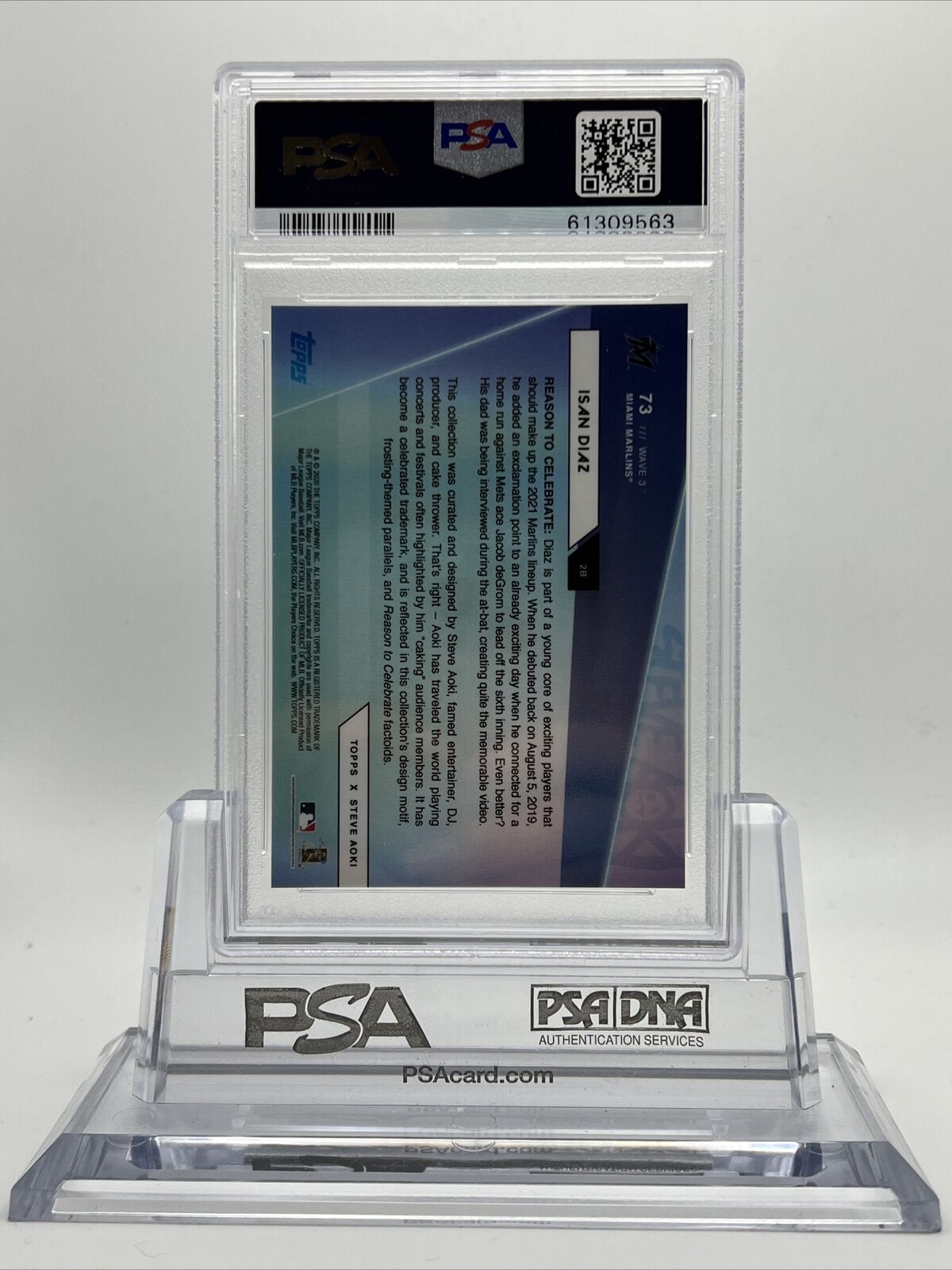 2020 Topps X Steve Aoki Isan Diaz Rookie Baseball Card #73 PSA 10
