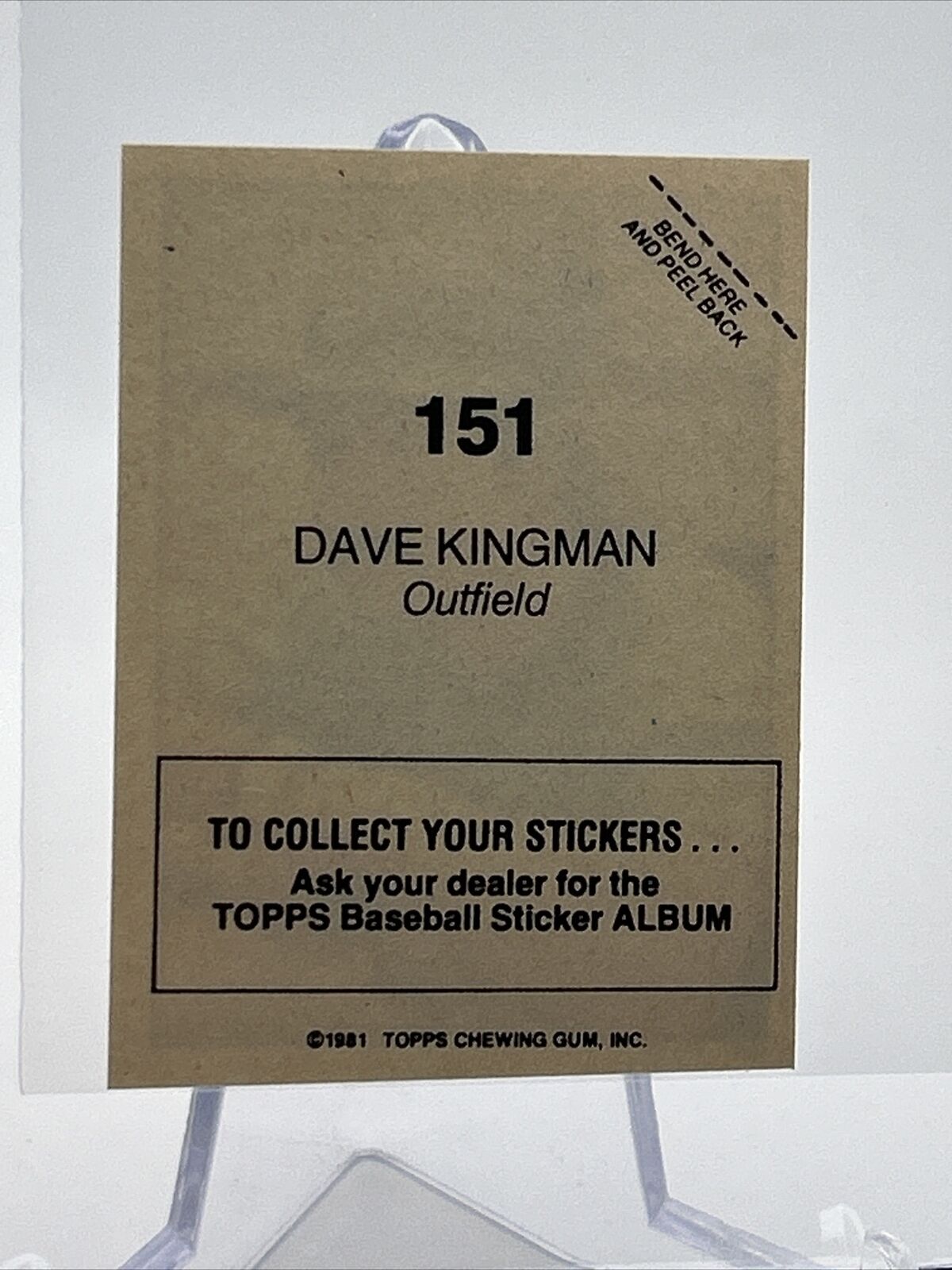 1981 Topps Stickers Dave Kingman Baseball Card #151 NM-Mint FREE SHIPPING