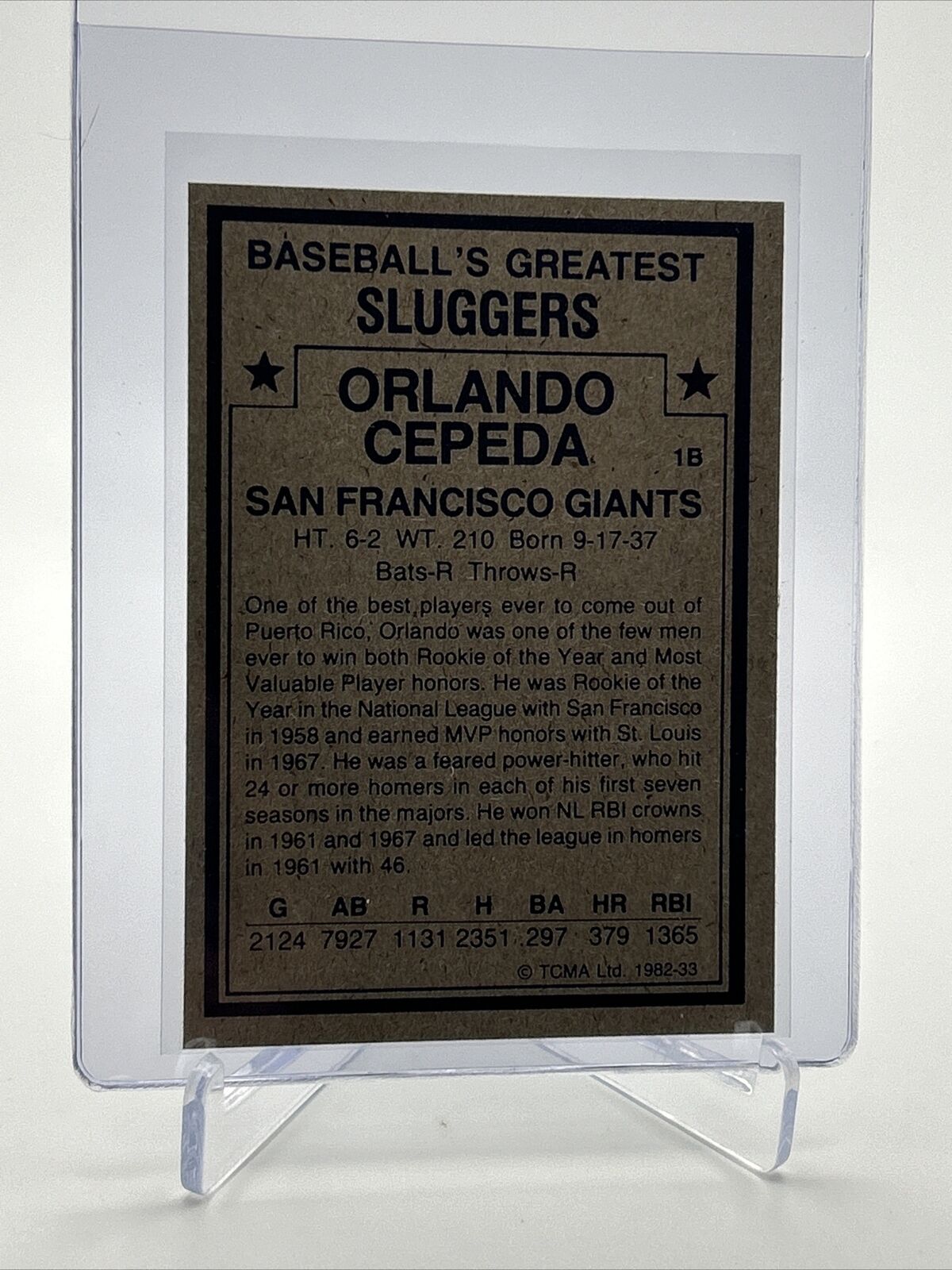 1982 TCMA Greatest Sluggers Orlando Cepeda Baseball Card #33 Mint FREE SHIPPING