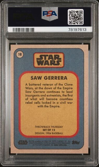 2023 Topps Star Wars Throwback Thursday Saw Gerrera Card #19 PSA 10 Gem Mint