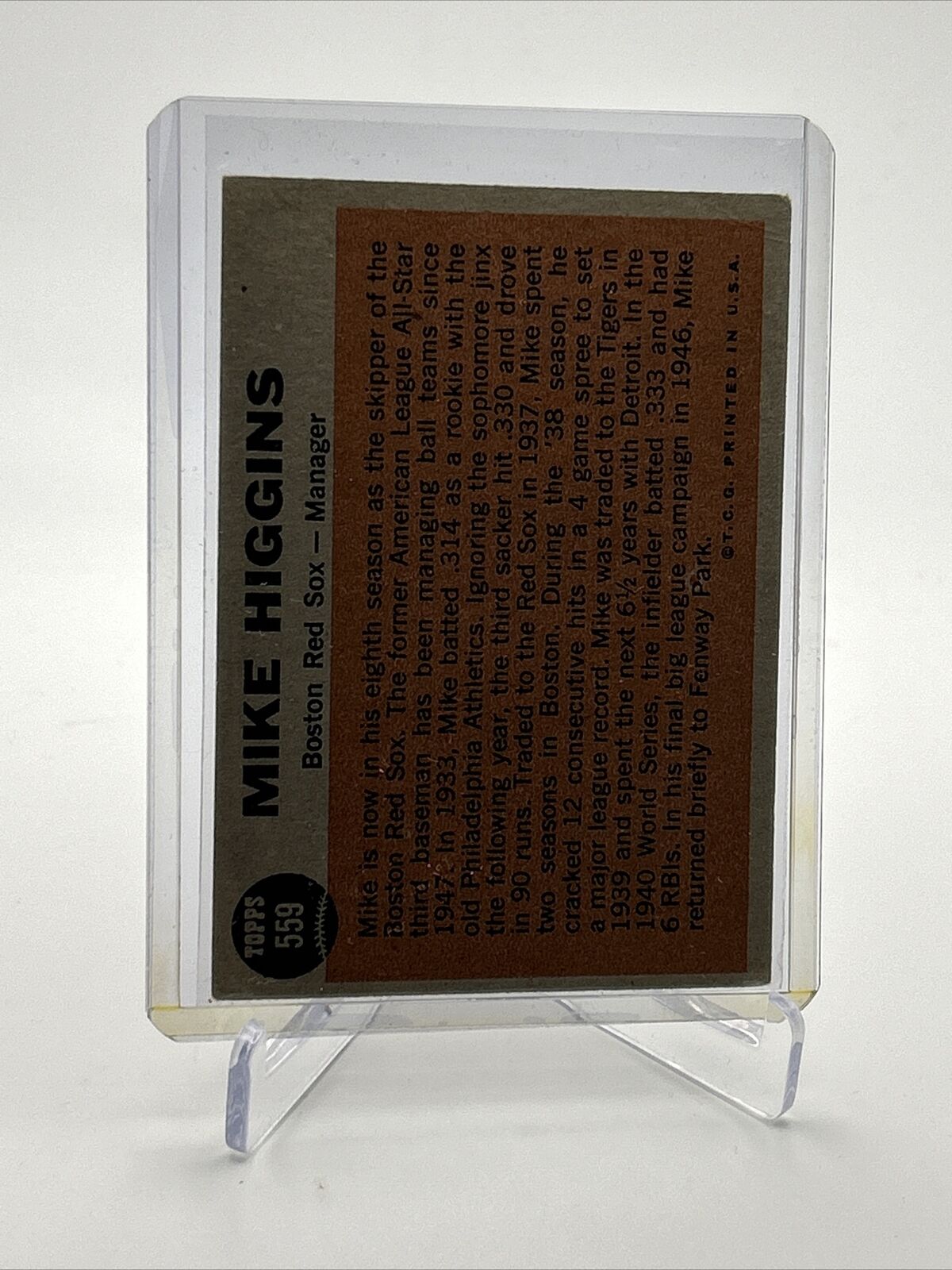 1962 Topps Mike Higgins Baseball Card #559 VG Quality FREE SHIPPING