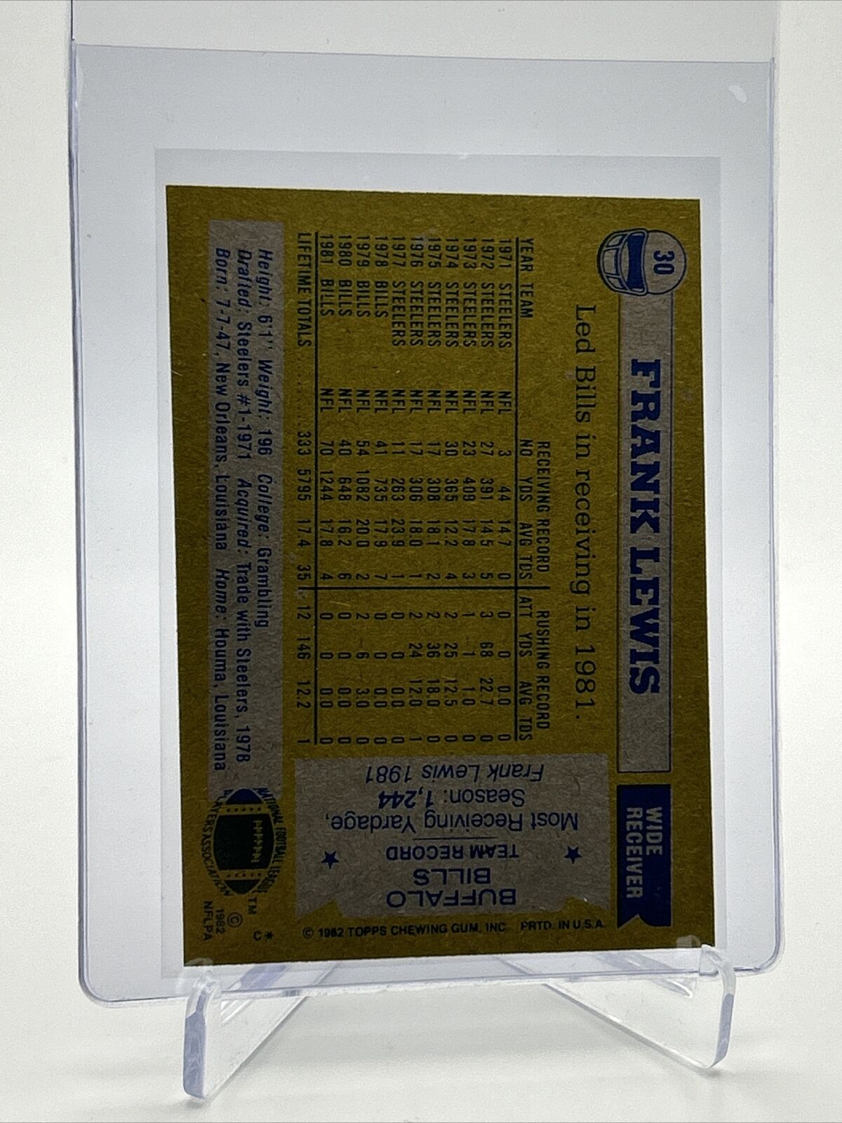 1982 Topps Frank Lewis Football Card #30 NM-MT FREE SHIPPING