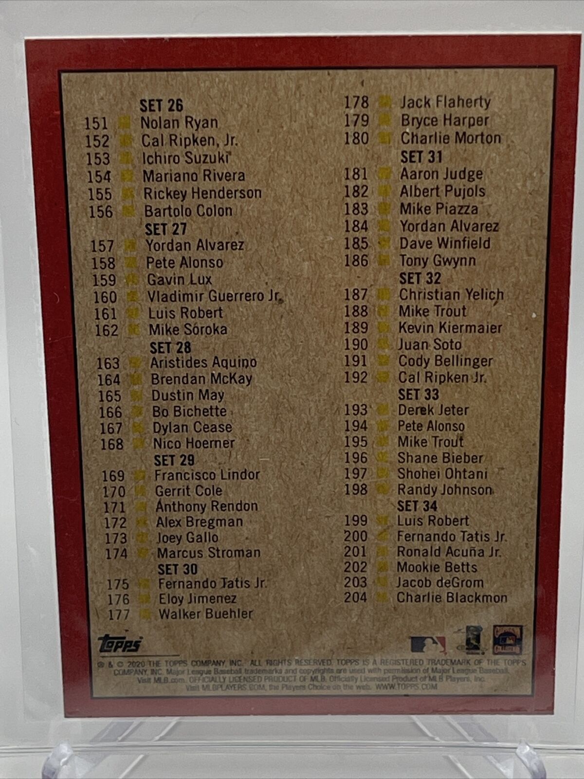 2020 Topps Throwback Thursday Checklist Roberto Alomar Card Mint FREE SHIPPING